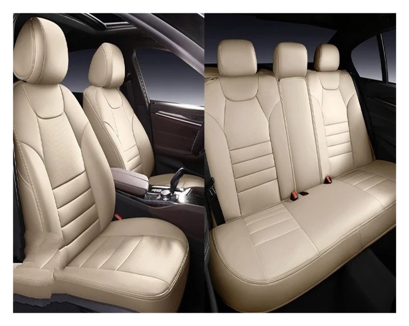 NVETJMUA Auto Schonbezüge Für Geely Für Atlas Für Pro Gx3 Für Coolray Für Manjaro Für Tugella Für Geometry E C Autositzbezug Auto-Innenausstattung Sitzbezüge Auto(5Piece-Beige) von NVETJMUA