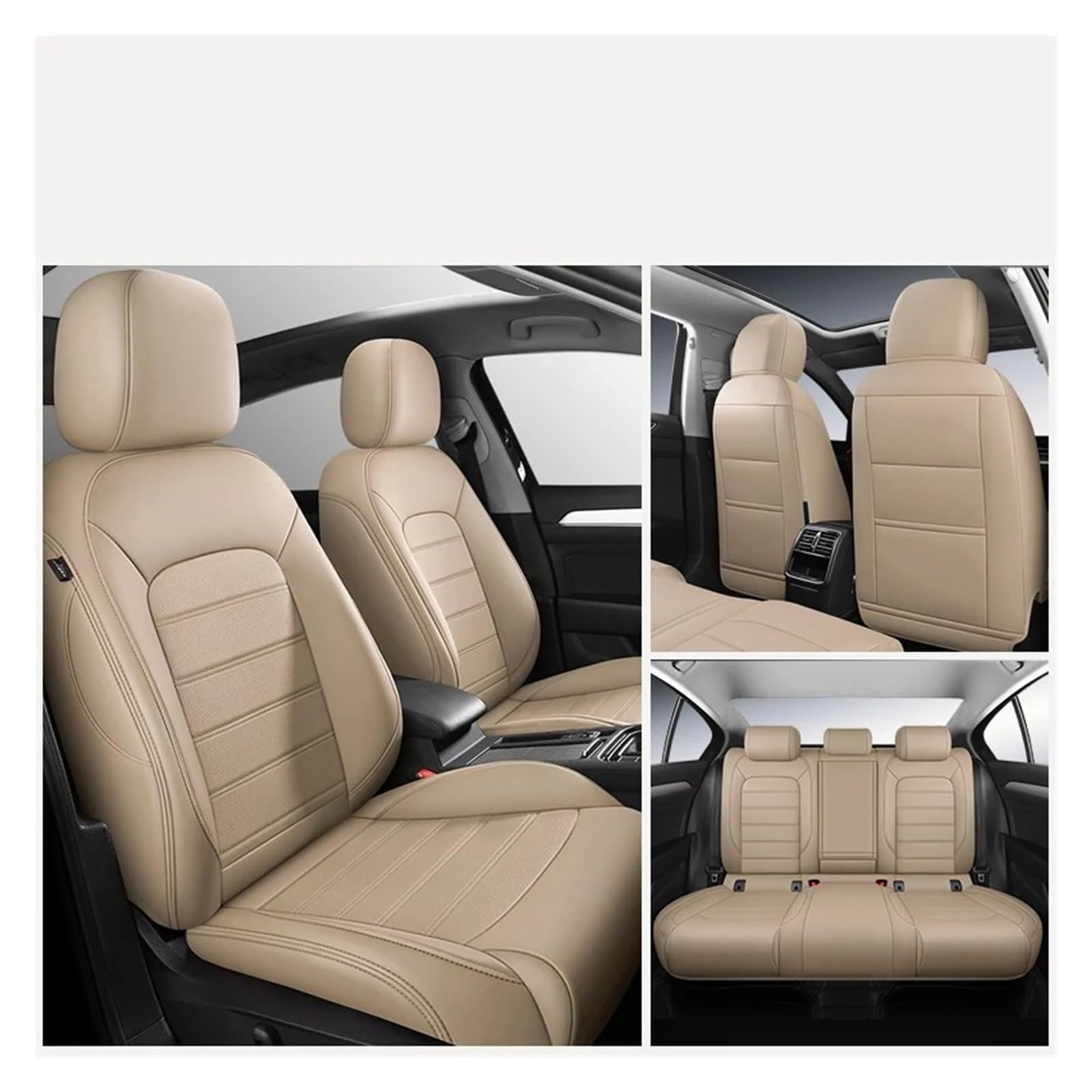NVETJMUA Auto Schonbezüge Für Hyundai Für Ix35 Für Kona Für I30 Für I40 Für Tucson Für Palisade Für Elantra Autositzbezüge Sitzbezüge Auto(5Piece-Beige) von NVETJMUA
