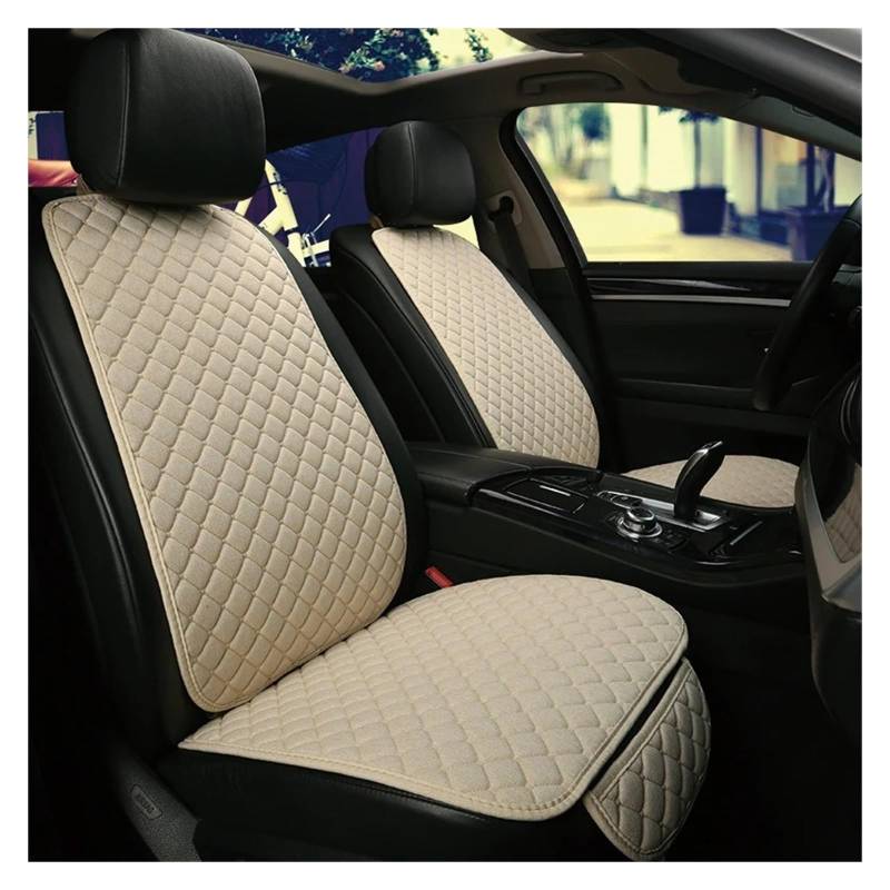 NVETJMUA Auto Schonbezüge Für Hyundai Für Tucson Für Santa Fe Für I30 Für I40 Für Veloster Für Genesis Für Venue Für Terracan Für Ioniq Leinen Auto Sitzbezug Sitz Sitzbezüge Auto(Beige 2 seat) von NVETJMUA