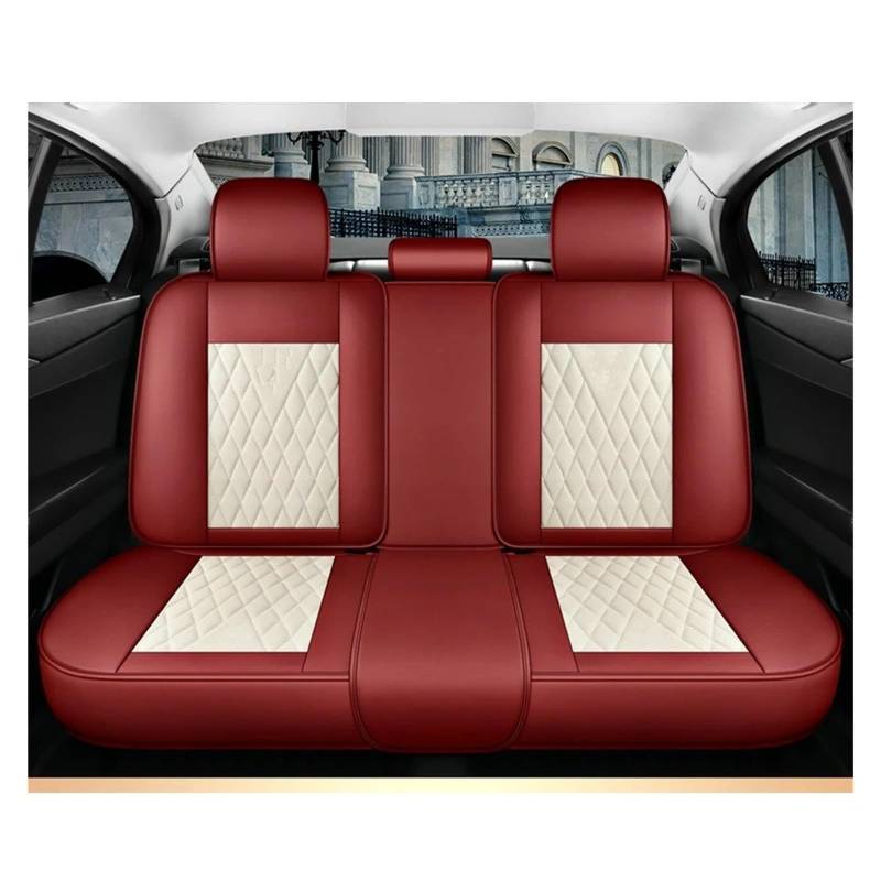 NVETJMUA Auto Schonbezüge Für Jeep Für Cherokee WK2 WJ 2004 2014 Für Patriot Für Wrangler Für Compass 2007 2019 Für Renegade Für Grand Autositzbezug Sitzbezüge Auto(Beige Red Rear) von NVETJMUA