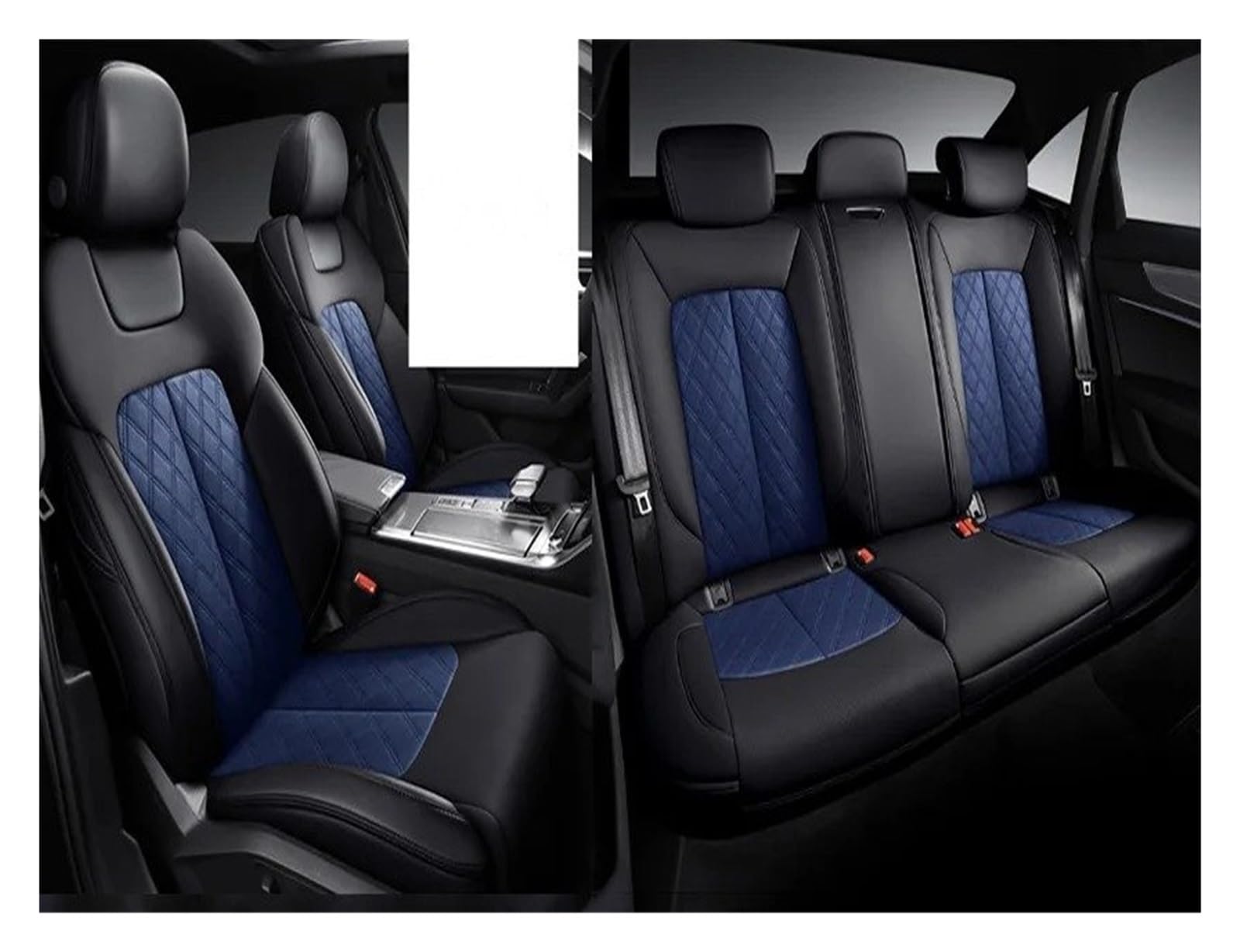 NVETJMUA Auto Schonbezüge Für Jeep Für Compass Für Grand Für Cherokee Wj Wk2 Für Renegade Für Wrangler Autositzbezug Sitzbezüge Auto(5Piece-Black Blue) von NVETJMUA