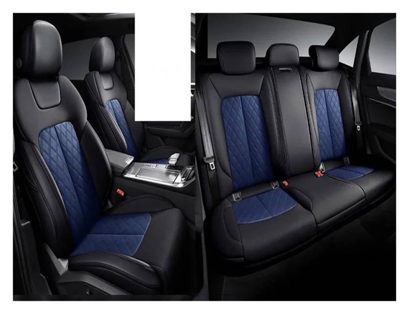 NVETJMUA Auto Schonbezüge Für Jeep Für Compass Für Grand Für Cherokee Wj Wk2 Für Renegade Für Wrangler Autositzbezug Sitzbezüge Auto(5Piece-Black Blue) von NVETJMUA