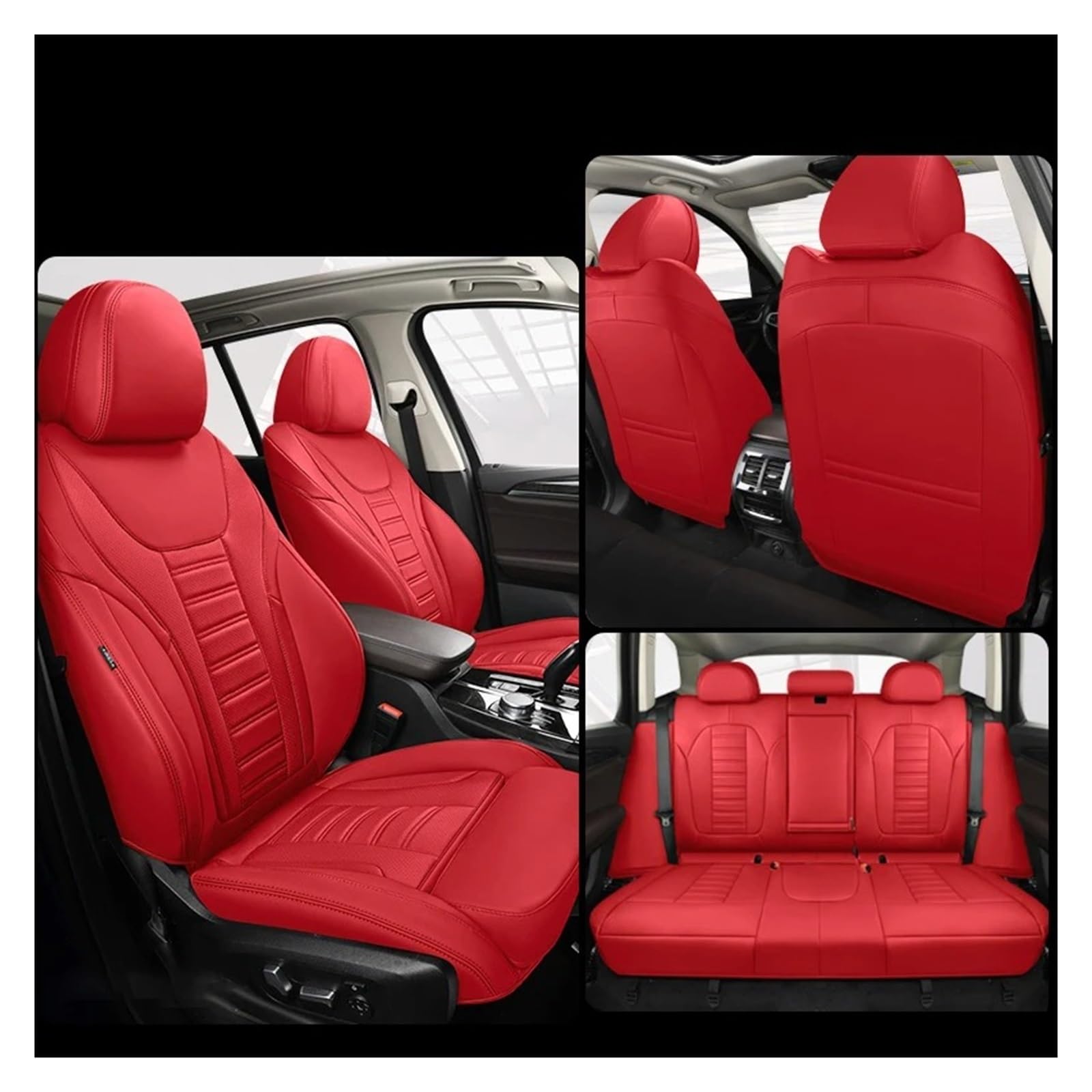 NVETJMUA Auto Schonbezüge Für Jeep Für Compass Für Patriot Für Grand Für Cherokee Wk2 Für Renegade Für Wrangler Jl Auto Sitzbezüge Sitzbezüge Auto(5Piece-Red) von NVETJMUA