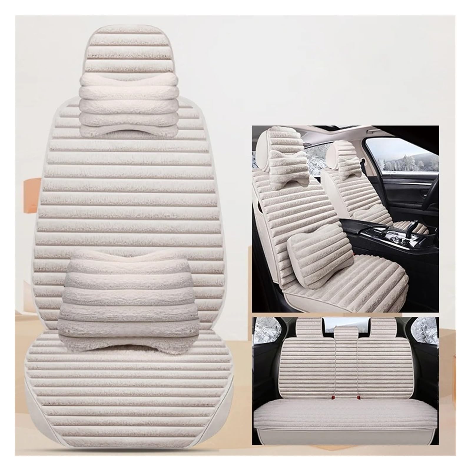 NVETJMUA Auto Schonbezüge Für Jeep Für Grand Für Cherokee WK2 Winter Universal Plüsch Auto Sitzbezüge Vollen Satz Sitzbezüge Auto(E-9 Piece) von NVETJMUA