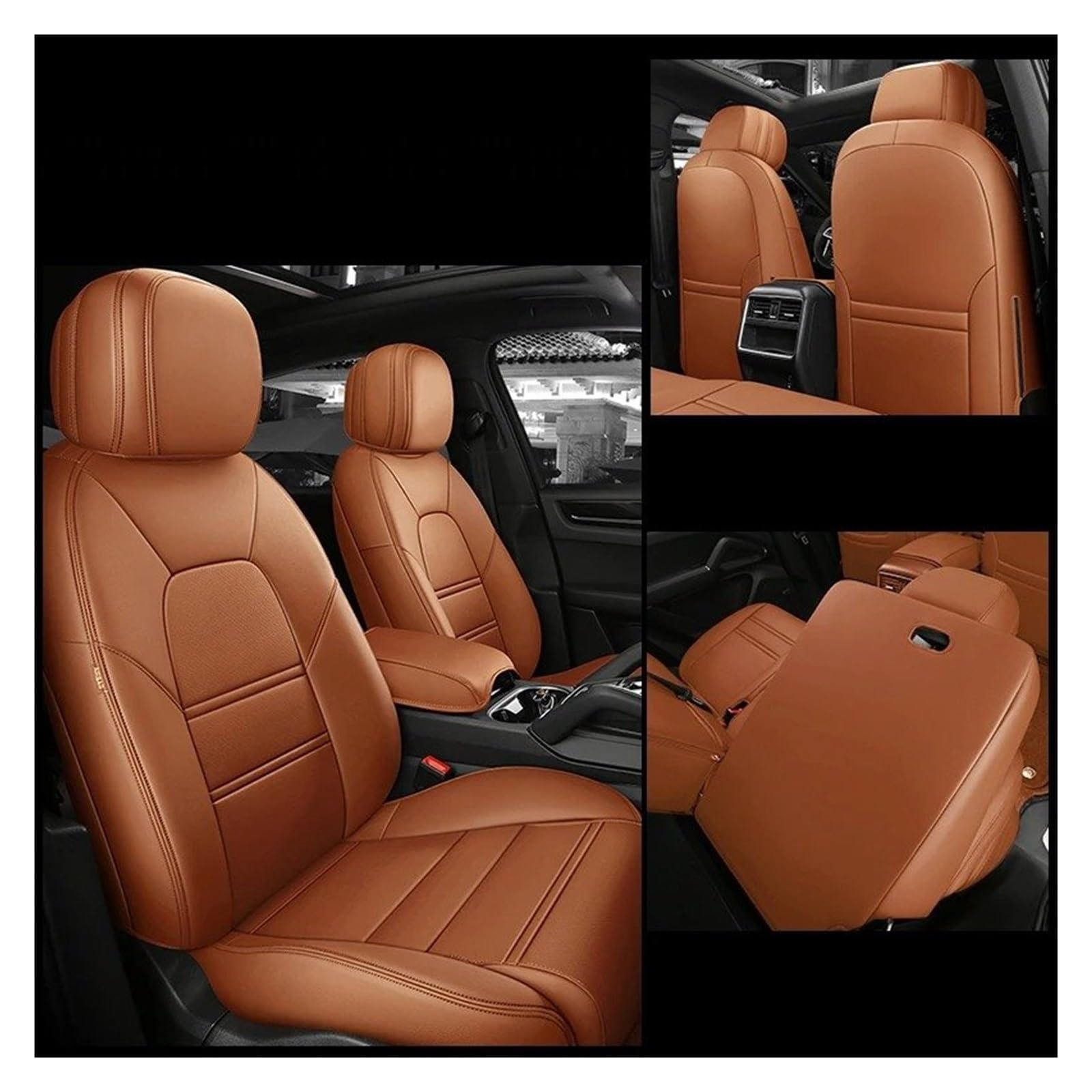 NVETJMUA Auto Schonbezüge Für Kia Für Ceed Für Stonic Für Rio Für Sportage 2023 Für Soul Für Carens Für Seltos Auto Sitz Abdeckung Sitzbezüge Auto(5Piece-Brown) von NVETJMUA