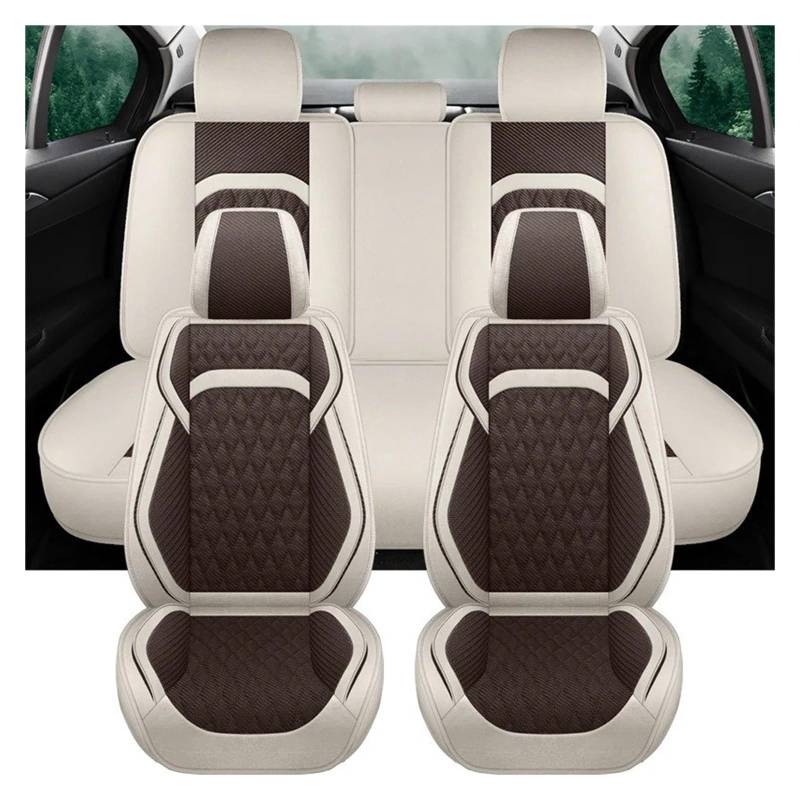 NVETJMUA Auto Schonbezüge Für Kia Für Rio K5 Flachs Universal Autositzbezüge Innenausstattung Komplettset Sitzbezüge Auto(F-5 Piece) von NVETJMUA