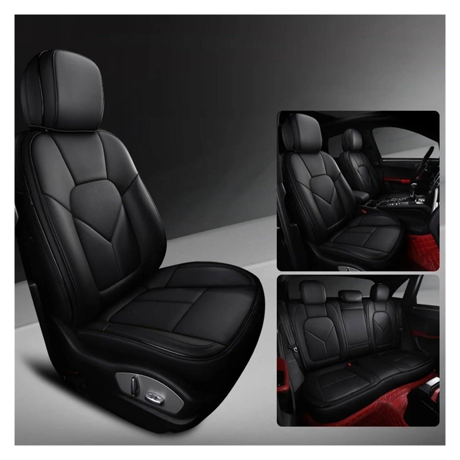 NVETJMUA Auto Schonbezüge Für Kia Für Sportage Für Rio 3 4 Für Fort Für Stonic Für Sorento Für Soul Für Cerato Für Carens Autositzbezug Sitzbezüge Auto(5Piece-Black) von NVETJMUA
