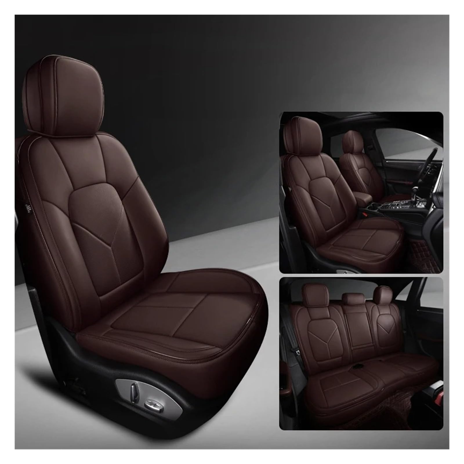 NVETJMUA Auto Schonbezüge Für Kia Für Sportage Für Rio 3 4 Für Fort Für Stonic Für Sorento Für Soul Für Cerato Für Carens Autositzbezug Sitzbezüge Auto(5Piece-Coffee) von NVETJMUA