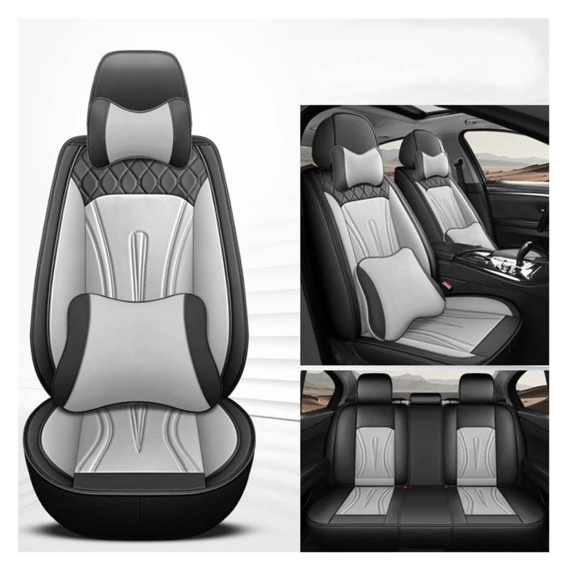 NVETJMUA Auto Schonbezüge Für Land Für Rover Für Discovery 2 3 4 5 Für Entdeckung Für Sport Für Range Für Rover Für Sport Universal Auto Sitz Abdeckung Sitzbezüge Auto(Black Gray pilow) von NVETJMUA