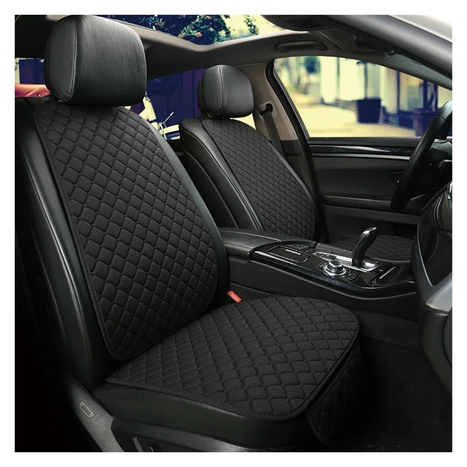 NVETJMUA Auto Schonbezüge Für MG Für ZS GT HS RX5 MG5 MG6 Leinen Auto Sitzbezug Sitzkissen Auto Zubehör Vordere Reihe Zurück Reihe Sitzbezüge Auto(Black 2 seat) von NVETJMUA