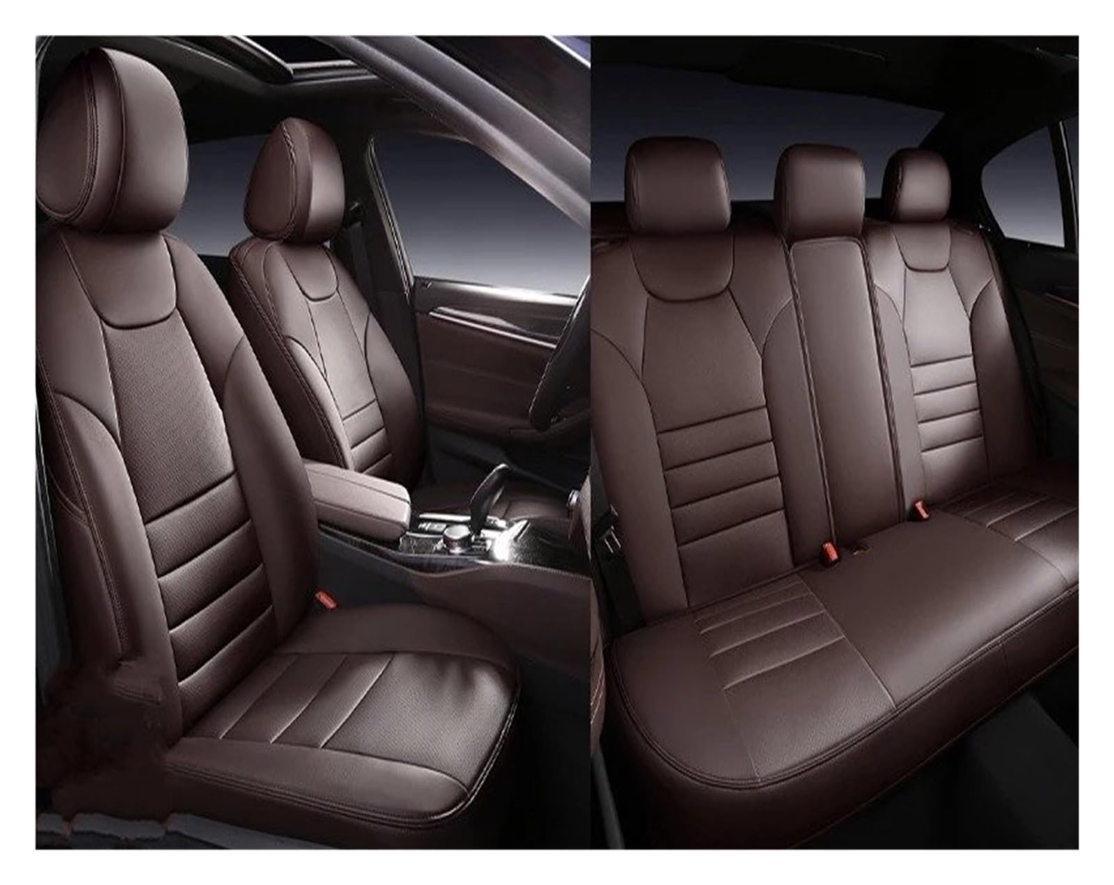 NVETJMUA Auto Schonbezüge Für Mg 4 Für Mulan Hs Für Zs EV 5 6 Gt Autositzbezug Auto-Innenausstattung Sitzbezüge Auto(5Piece-Coffee) von NVETJMUA