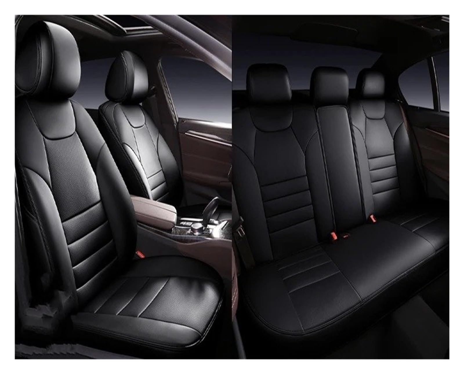 NVETJMUA Auto Schonbezüge Für Mini Für Cooper R56 Für Countryman Für Clubman Für Paceman Autositzbezug Auto-Innenausstattung Sitzbezüge Auto(5Piece-Black) von NVETJMUA