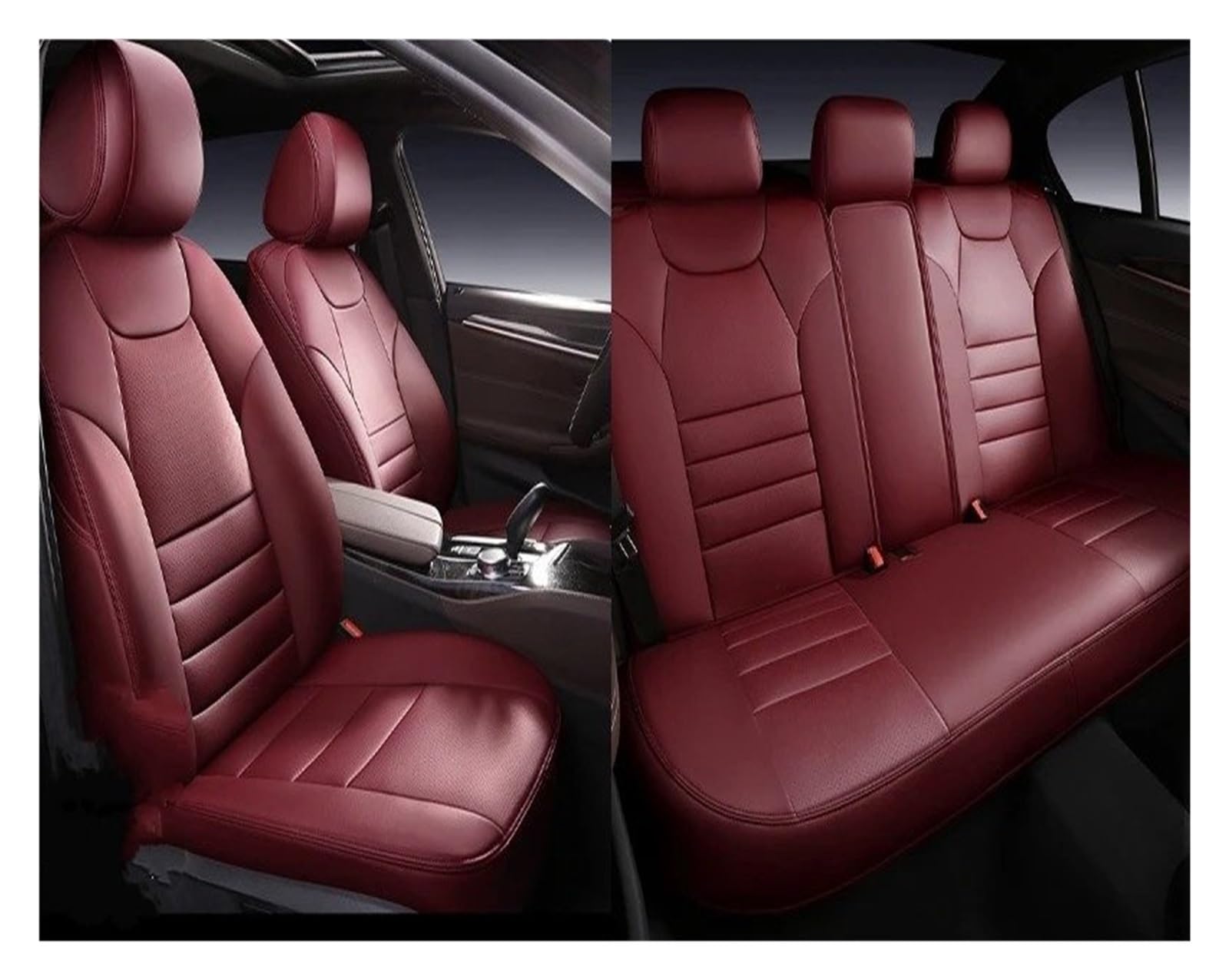 NVETJMUA Auto Schonbezüge Für Mini Für Cooper R56 Für Countryman Für Clubman Für Paceman Autositzbezug Auto-Innenausstattung Sitzbezüge Auto(5Piece-Wine Red) von NVETJMUA