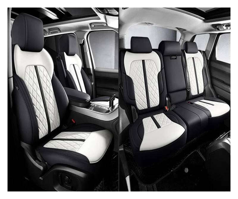 NVETJMUA Auto Schonbezüge Für Mini Für Cooper R56 R50 Für Countryman Für Clubman Autositzbezüge Sitzbezüge Auto(5Piece-Black White) von NVETJMUA