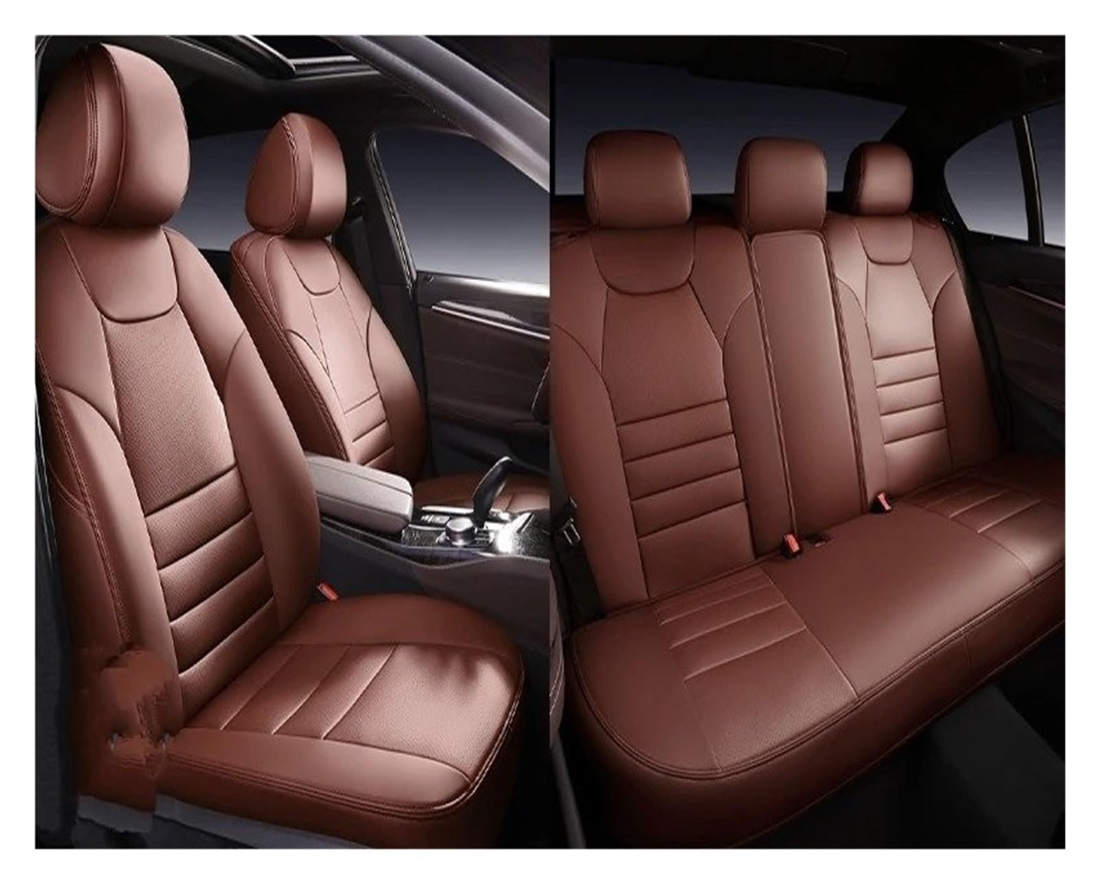 NVETJMUA Auto Schonbezüge Für Mitsubishi Für Outlander 2024 Für Eclipse Für Cross Für ASX Für Pajero Für Sport Autositzbezug Auto-Innenausstattung Sitzbezüge Auto(5Piece-Browm) von NVETJMUA