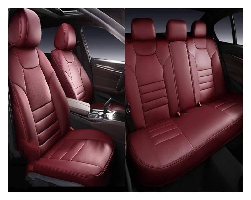 NVETJMUA Auto Schonbezüge Für Mitsubishi Für Outlander 2024 Für Eclipse Für Cross Für ASX Für Pajero Für Sport Autositzbezug Auto-Innenausstattung Sitzbezüge Auto(5Piece-Wine Red) von NVETJMUA