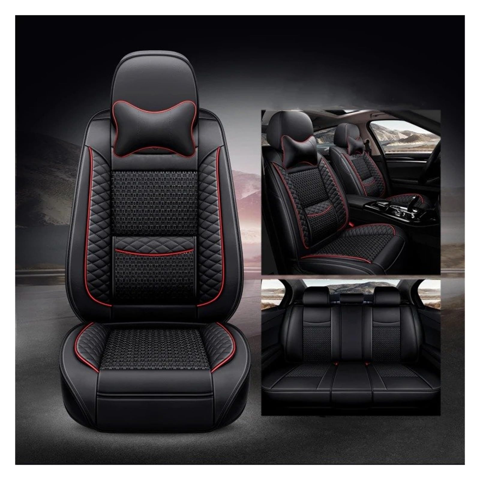 NVETJMUA Auto Schonbezüge Für Mitsubishi Für Pajero 4 2 Für Sport Für Outlander XL Für ASX Für Lancer 9 10 Universeller Autositzbezug Sitzbezüge Auto(Black LUX) von NVETJMUA