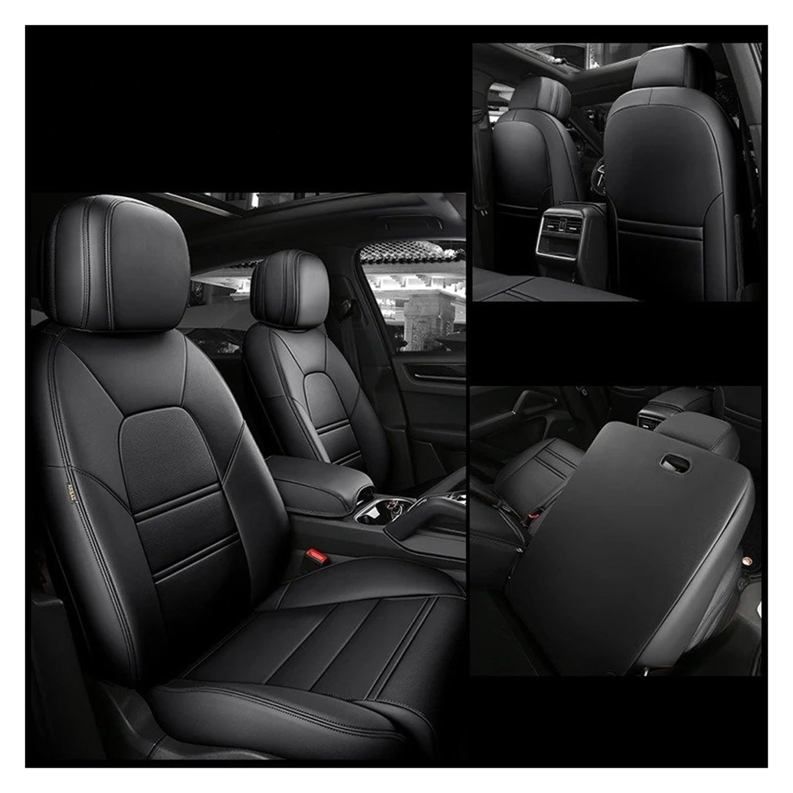 NVETJMUA Auto Schonbezüge Für Nissan Für Qashqai J11 Für März Für Tiida Für X-Trail T31 T30 Für Patrol Auto Sitz Abdeckung Sitzbezüge Auto(5Piece-Black) von NVETJMUA