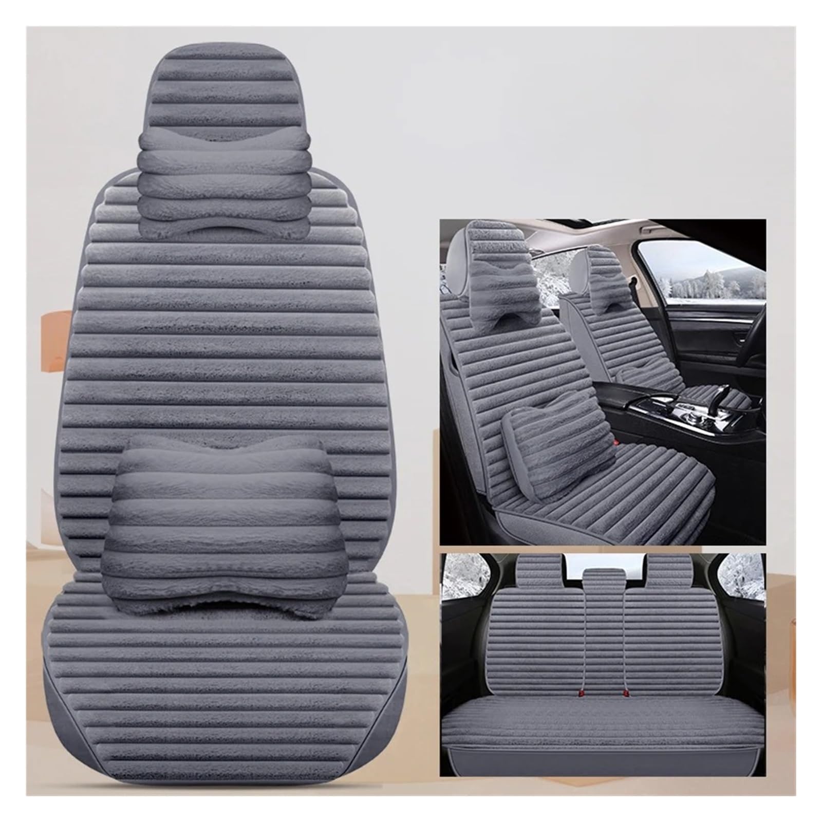 NVETJMUA Auto Schonbezüge Für Nissan Für Qashqai J11 Winter Universal Plüsch Autositzbezüge Komplettset Sitzbezüge Auto(A-9 Piece) von NVETJMUA