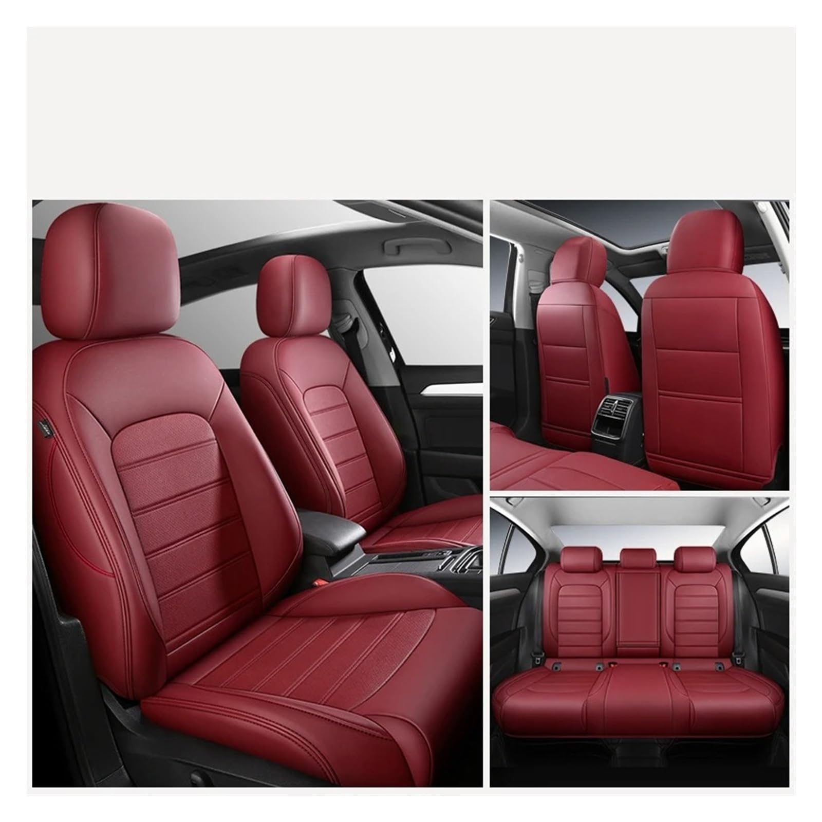 NVETJMUA Auto Schonbezüge Für Peugeot 206 207 2008 307 308 308s 4008 407 408 408x Autositzbezug Sitzbezüge Auto(5Piece-Wine Red) von NVETJMUA