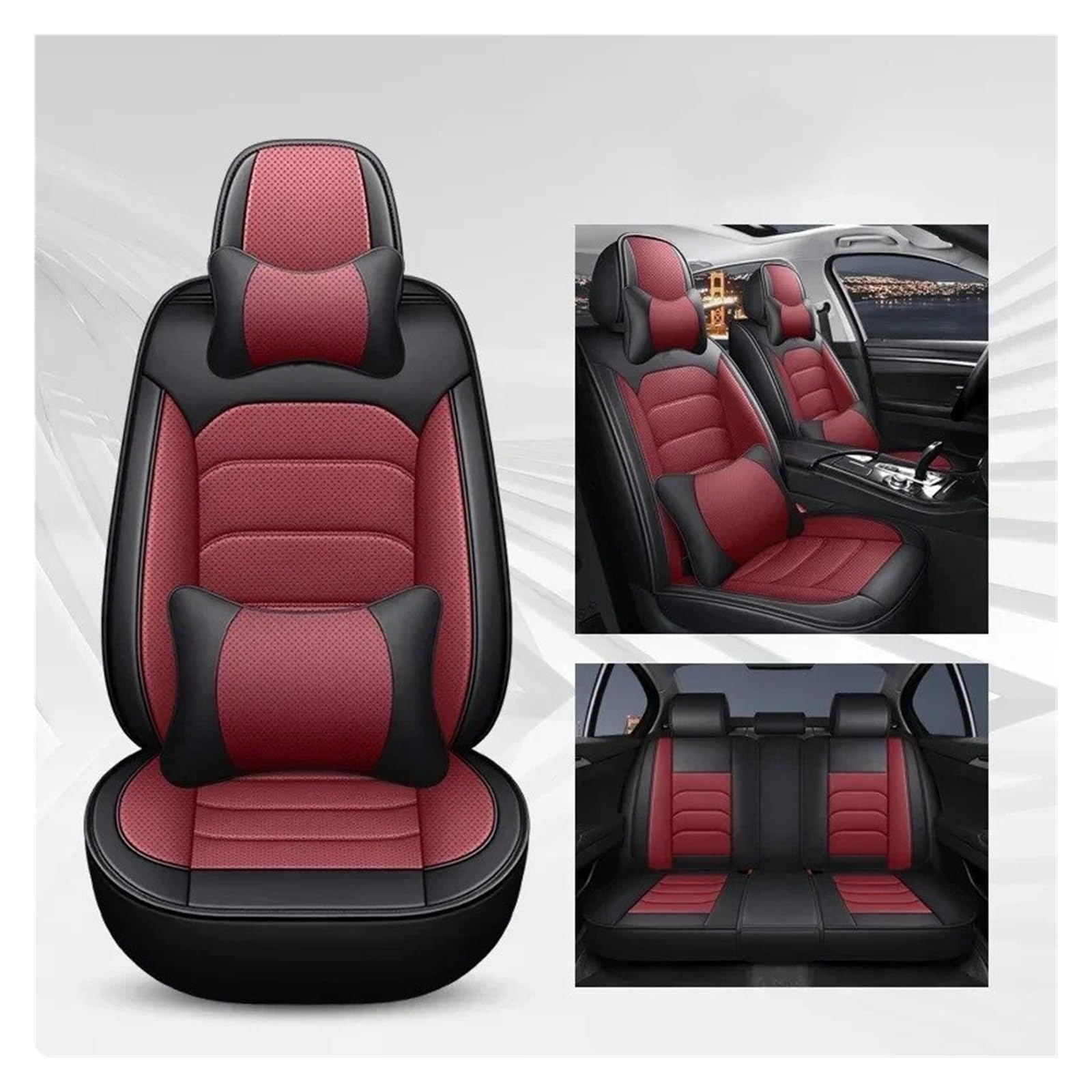 NVETJMUA Auto Schonbezüge Für Suzuki Für Kizashi Für Jimny Für Ignis Für Grand Für Vitara Für Swift Universal Autositzbezug Sitzschutz Sitzbezüge Auto(B-Black Red 5 Seat) von NVETJMUA