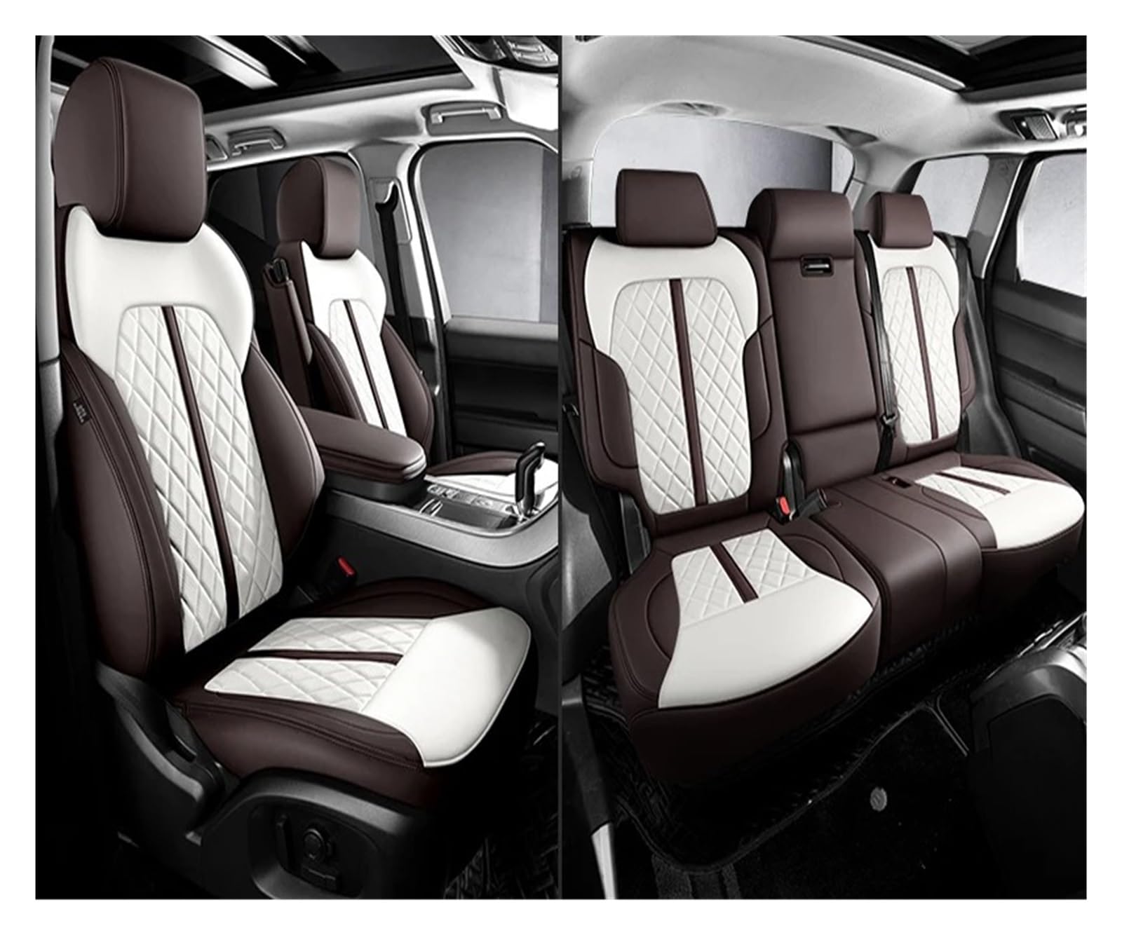 NVETJMUA Auto Schonbezüge Für Suzuki Für Swift Für Ignis Für Grand Für Vitara Für Jimny Sx4 Autositzbezüge Sitzbezüge Auto(5Piece-Coffee White) von NVETJMUA