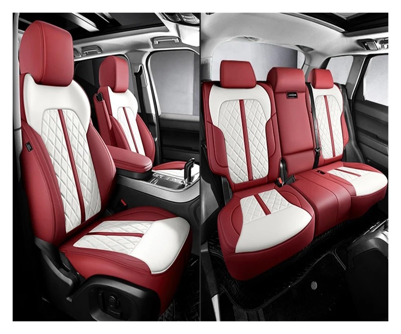 NVETJMUA Auto Schonbezüge Für Tesla Für Modell Y 2023 3 2022 X Auto Sitzbezüge Leder Auto Zubehör Sitzbezüge Auto(5Piece-Wine Red) von NVETJMUA
