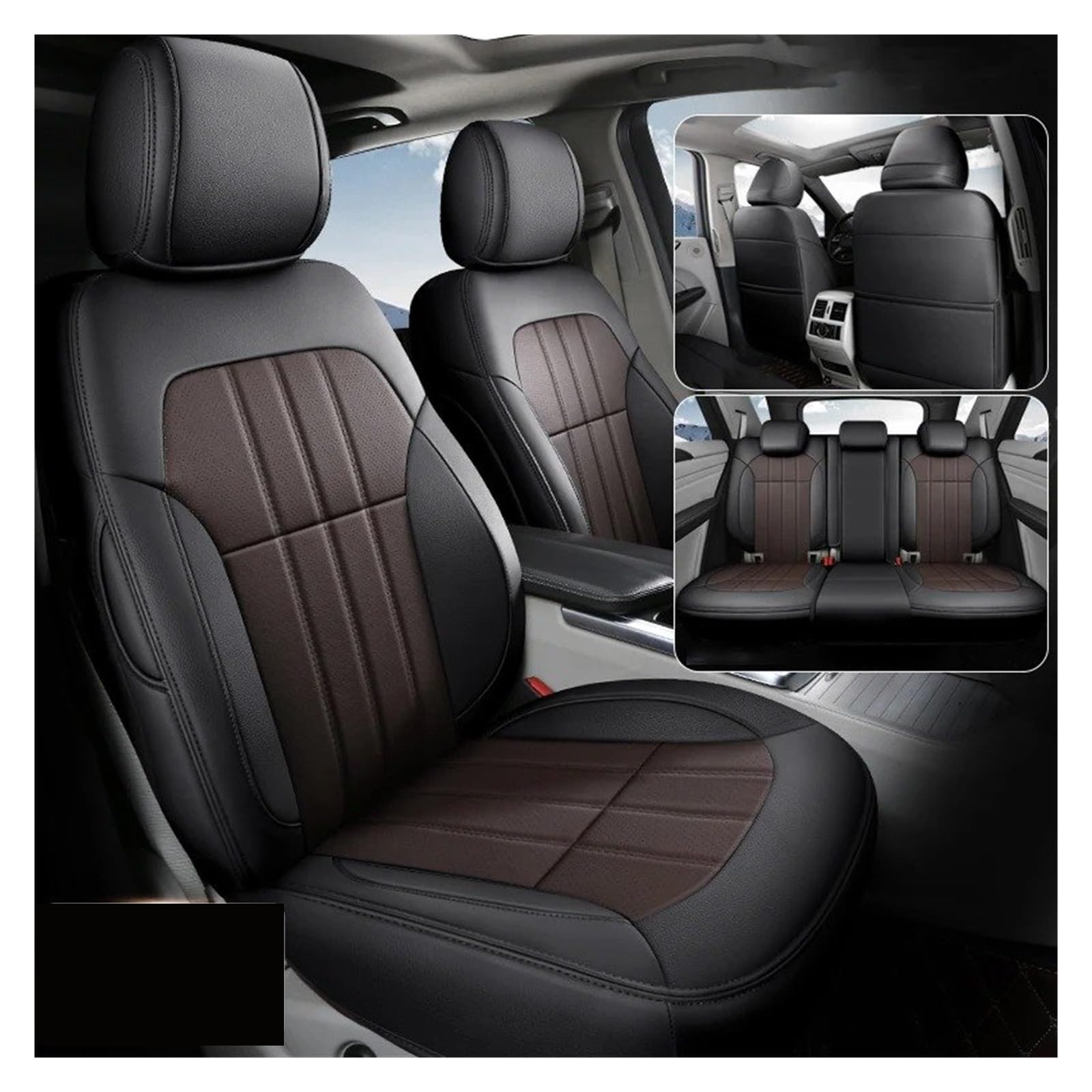 NVETJMUA Auto Schonbezüge Für Toyota Für Corolla Für Avensis T25 T27 Für Rav4 Für CHR Für Camry 40 Leder Autositzbezüge Sitzbezüge Auto(Black Coffee) von NVETJMUA