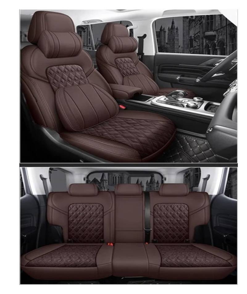 NVETJMUA Auto Schonbezüge Für Trumpchi GA6 GA3 GS5 GA8 GA5 GS4 GS7 GS3 GA4 Autositzbezug Komplettset Sitzschutz Sitzbezüge Auto(Coffee LUX) von NVETJMUA