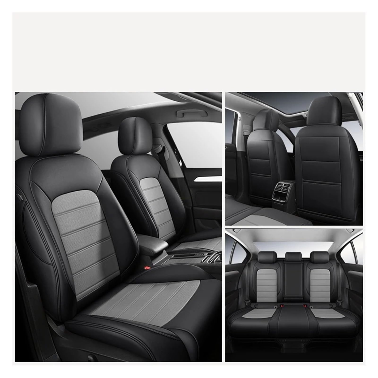 NVETJMUA Auto Schonbezüge Für VW Für Golf 5 7 Für Tiguan Für Polo Cc T Für ROC Für Passat Für Neu Für Käfer Autositzbezüge Innenausstattung Autozubehör Sitzbezüge Auto(5Piece-Black Gray) von NVETJMUA