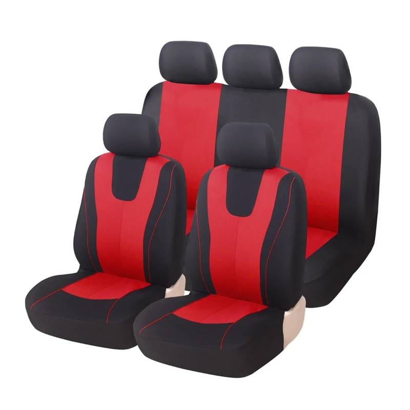 NVETJMUA Auto Schonbezüge Für VW Für Passat B5 Für Touran Für Tiguan Für Phaeton Für Toureg Für Sharan Für Polo Autositzbezug Sitzbezüge Auto(5Seats-Red) von NVETJMUA