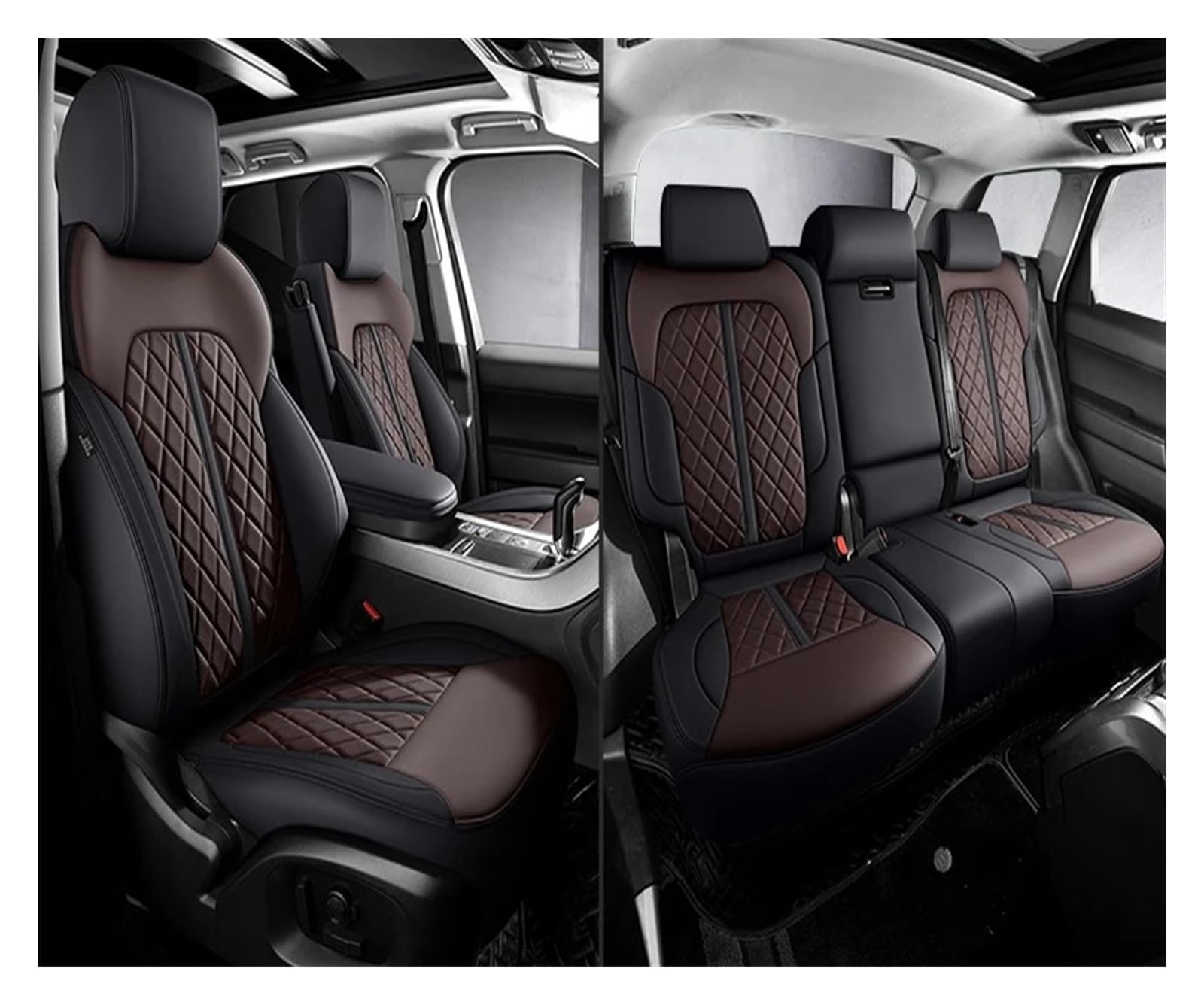 NVETJMUA Auto Schonbezüge Für VW Für Polo Für Id4 Für Touareg Für GOL Für Scirocco Für Golf Für Käfer Für Tiguan Autositzbezüge Sitzbezüge Auto(5Piece-Black Coffee) von NVETJMUA