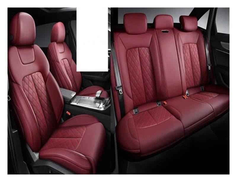 NVETJMUA Auto Schonbezüge Für Volvo Für Xc90 V50 Für S60 V40 Xc40 Für Xc60 C30 C70 Für S80 Für V60 Autositzbezug Sitzbezüge Auto(5Piece-Wine Red) von NVETJMUA