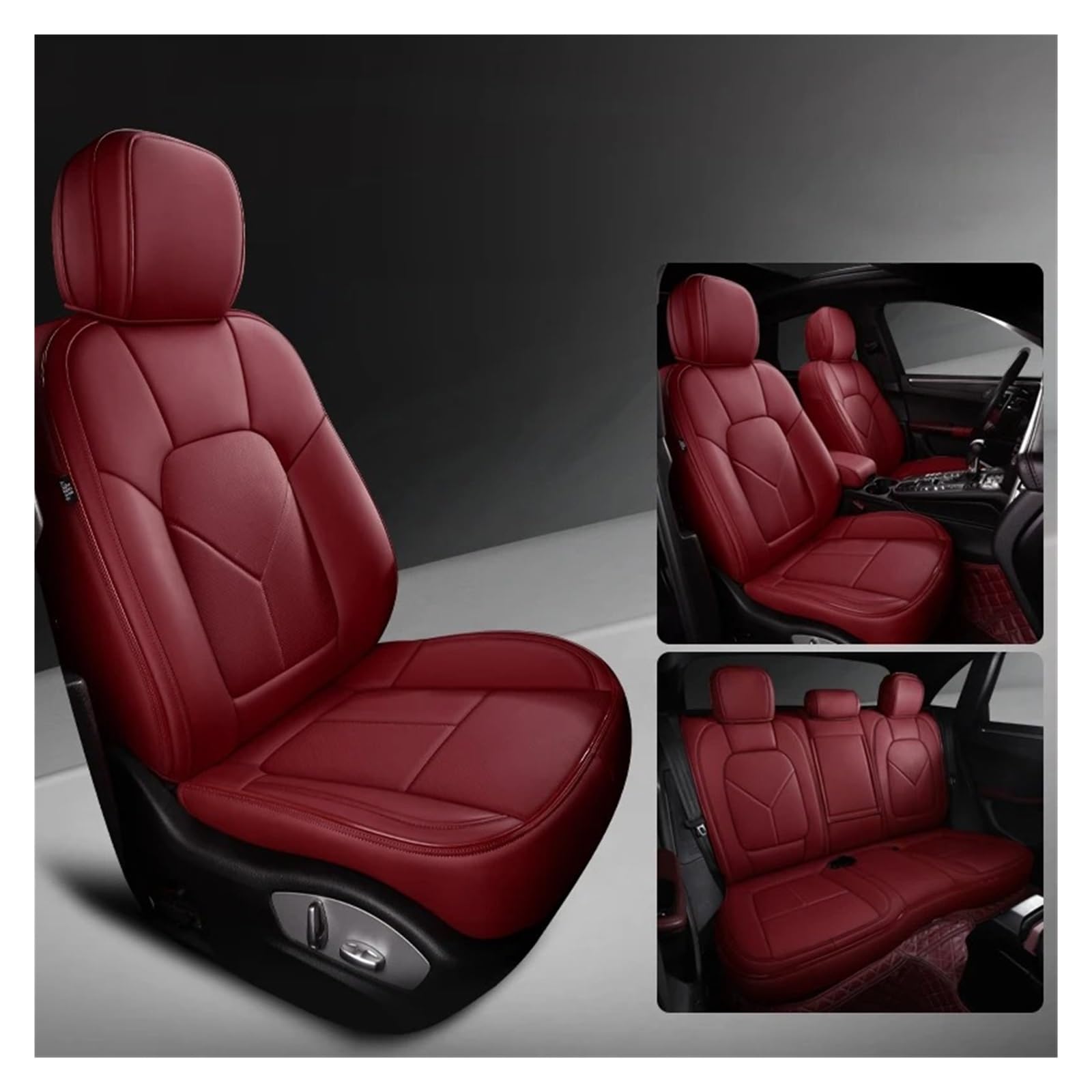 NVETJMUA Auto Schonbezüge Für W202 W203 W204 W176 Für GLC Für Eqa Für GLA W205 W211 W212 Für GLB Für GLC Für GLK Autositzbezug Sitzbezüge Auto(5Piece-Wine Red) von NVETJMUA