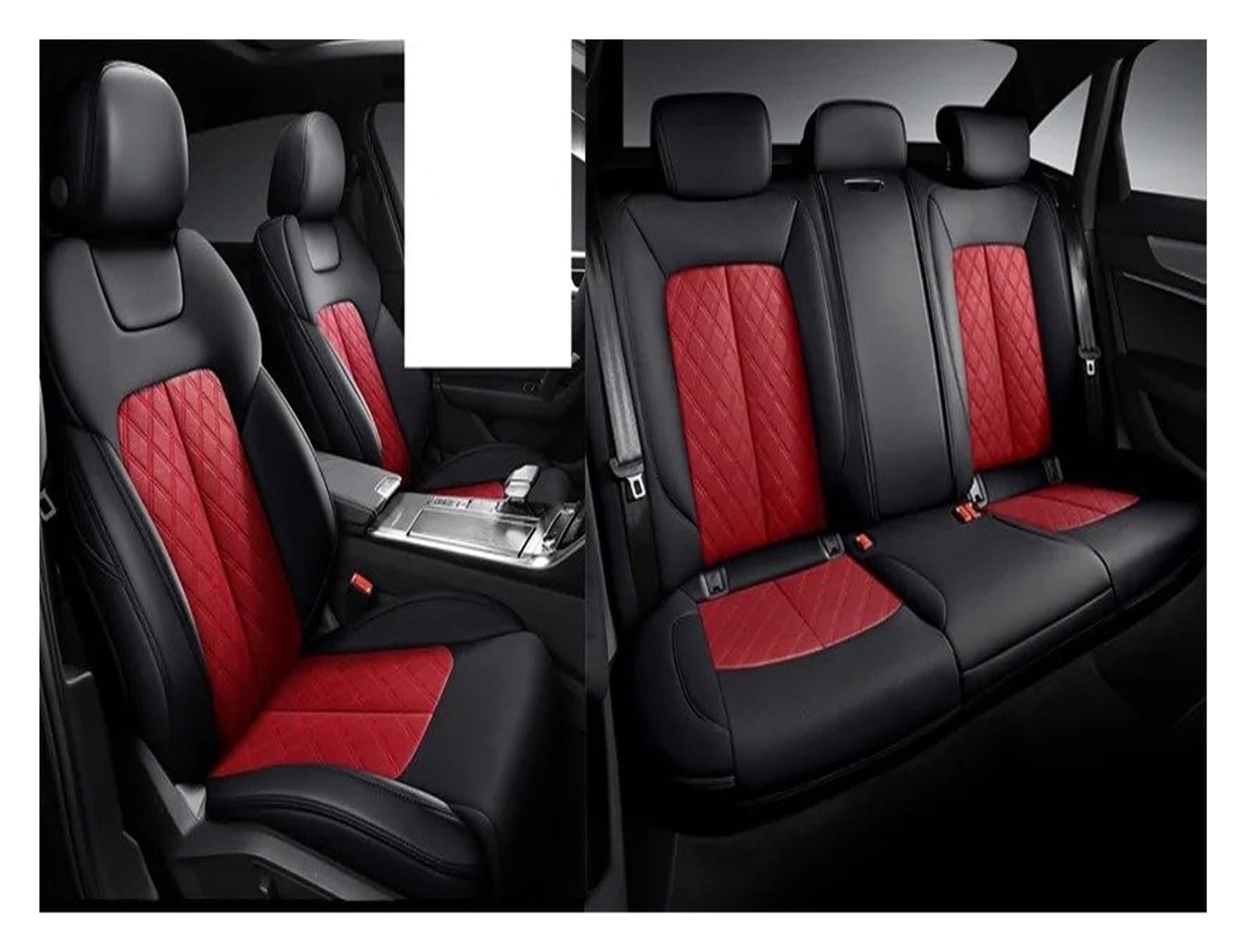 NVETJMUA Auto Schonbezüge Für W203 W204 W211 W205 W212 W213 W176 Für CLS Für Cla Für Glc Für Gle Autositzbezug Sitzbezüge Auto(5Piece-Black Red) von NVETJMUA