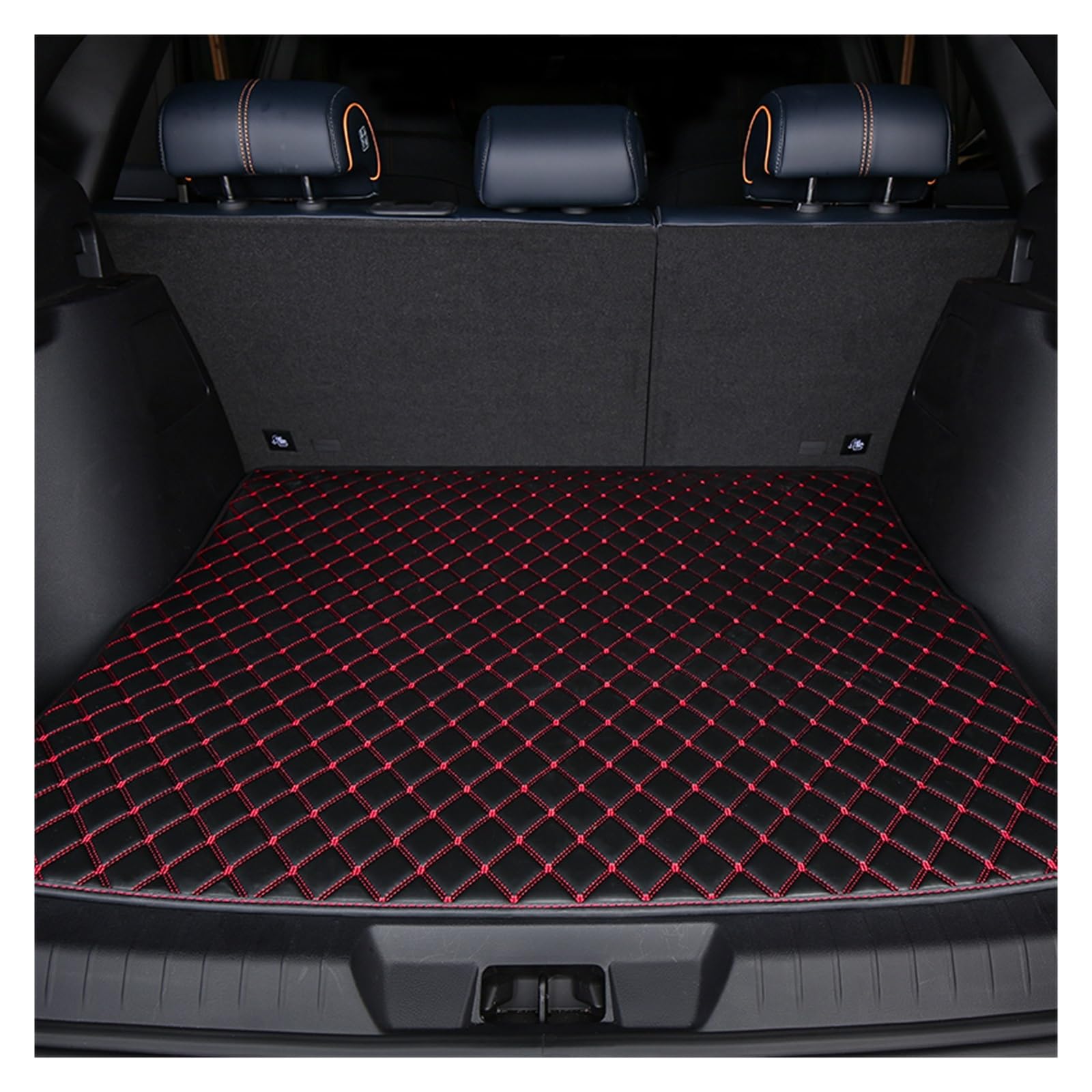 NVETJMUA Kofferraummatten Für A4 B8 Für Q7 Für A3 Tt Mk1 Für A5 Für Sportback Für A6 C8 Für Q3 Für A7 Für A1 Für A8 Für Q5 Für Q8 Kofferraum Matte Kofferraumschutz(Black Red-A) von NVETJMUA