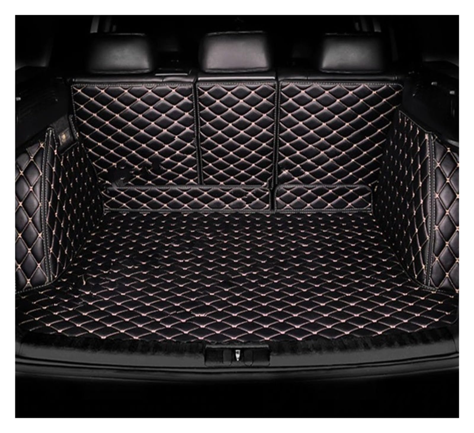 NVETJMUA Kofferraummatten Für Benz Für EQE V295 2022 2023 2024 2025 SUV Auto Kofferraum Matte Boot Abdeckung Fach Teppiche Schlamm Kofferraumschutz(Black Beige-B) von NVETJMUA