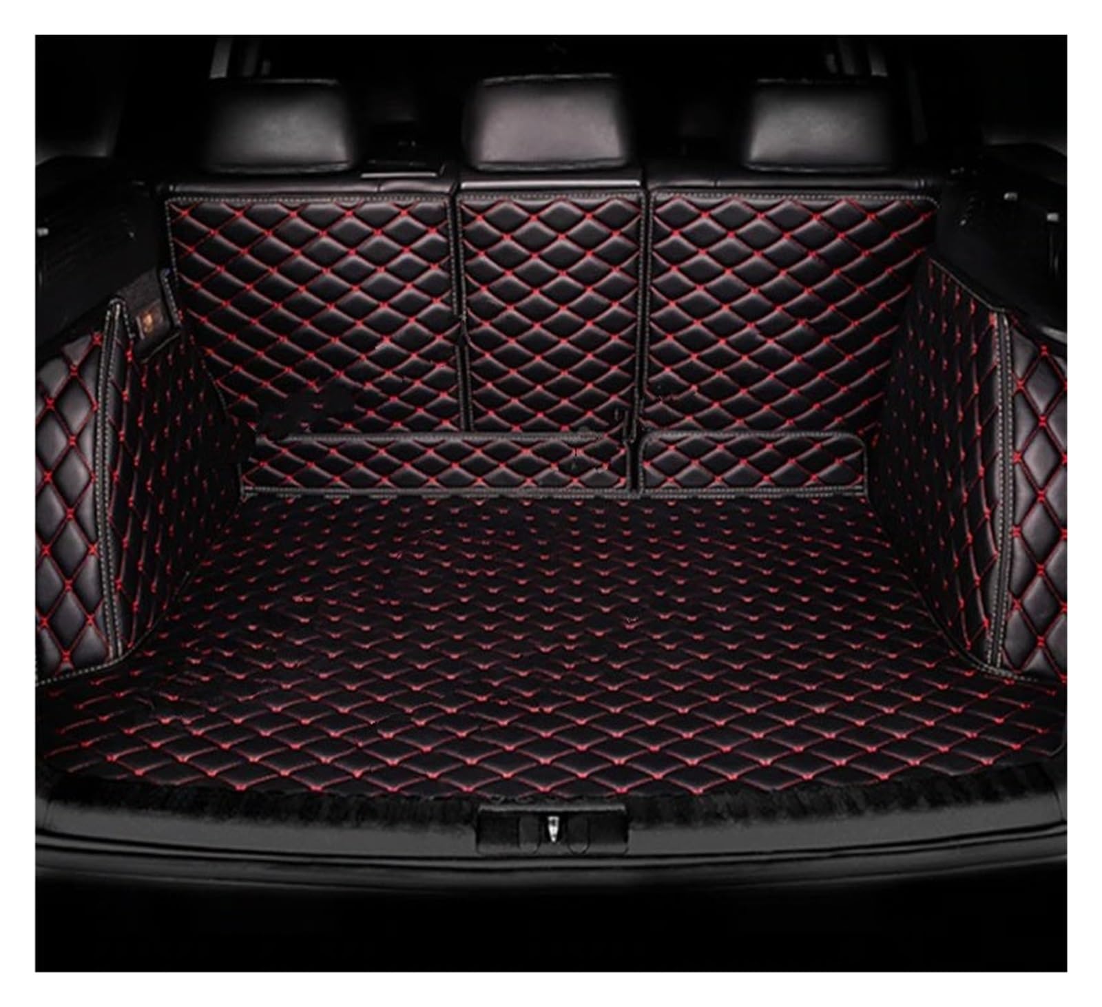NVETJMUA Kofferraummatten Für Benz Für EQE V295 2022 2023 2024 2025 SUV Auto Kofferraum Matte Boot Abdeckung Fach Teppiche Schlamm Kofferraumschutz(Black Red-B) von NVETJMUA