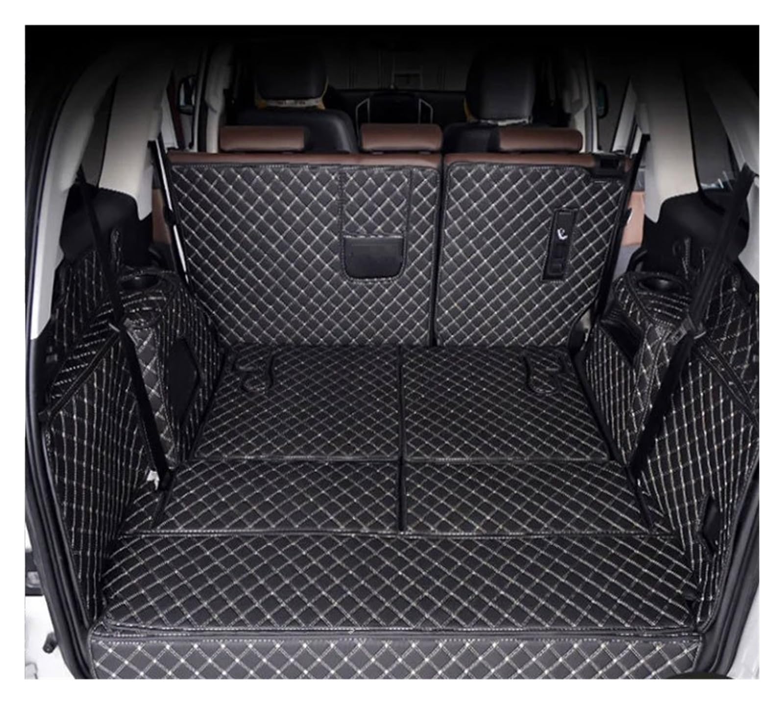 NVETJMUA Kofferraummatten Für Haval H9 2015 2016 2017 2018 2019 2020 2021 2022 2023 2024 Hinten Stamm Matte Auto Stamm Leder Matten Hinten Boot Liner Kofferraumschutz(Black A) von NVETJMUA