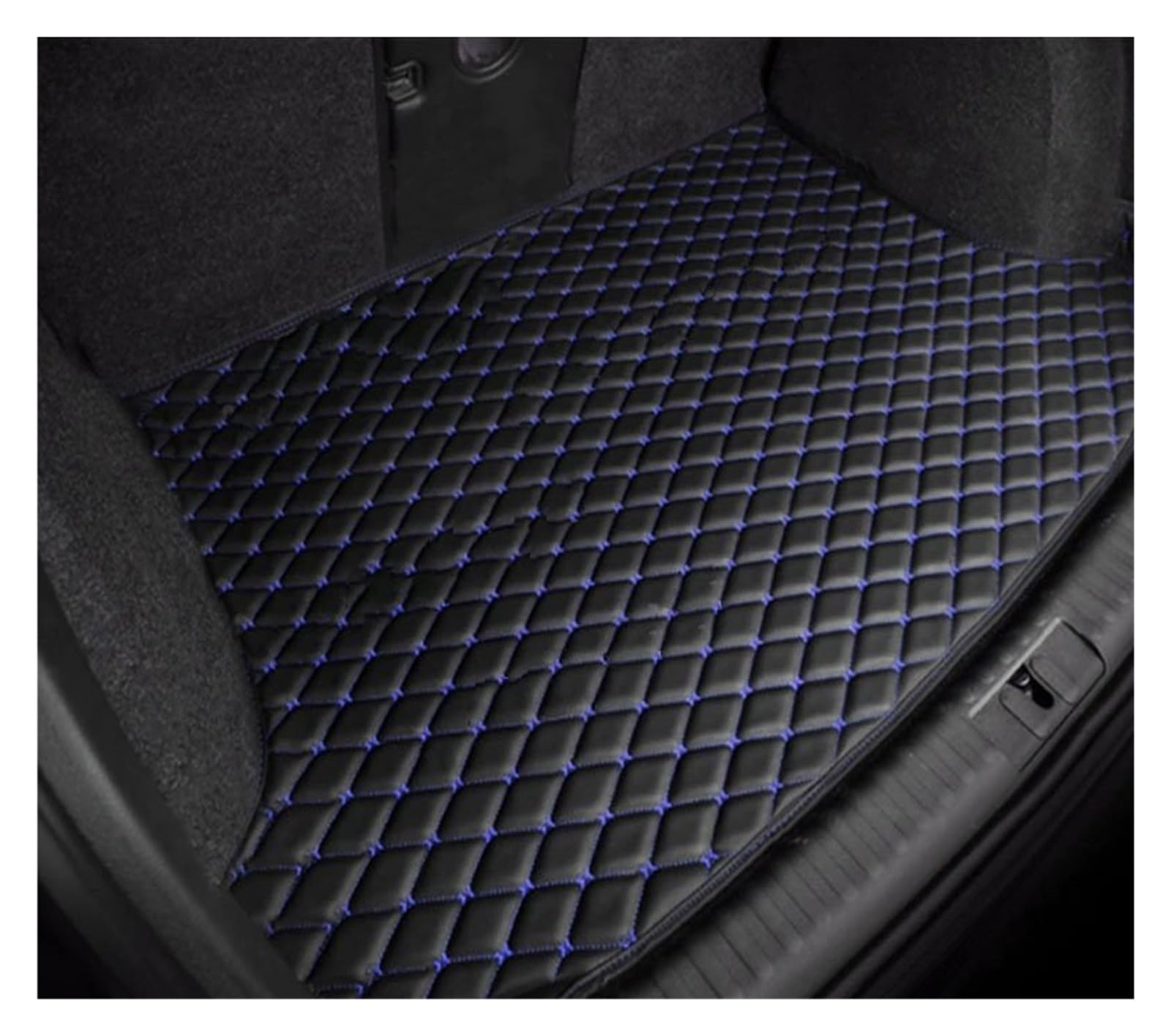 NVETJMUA Kofferraummatten Für Kia EV6 CV 2022 2023 2024 Leder Kofferraum Lagerung Pad Auto Hinten Stamm Matten Auto Matte Kofferraumschutz(Black Blue-A) von NVETJMUA