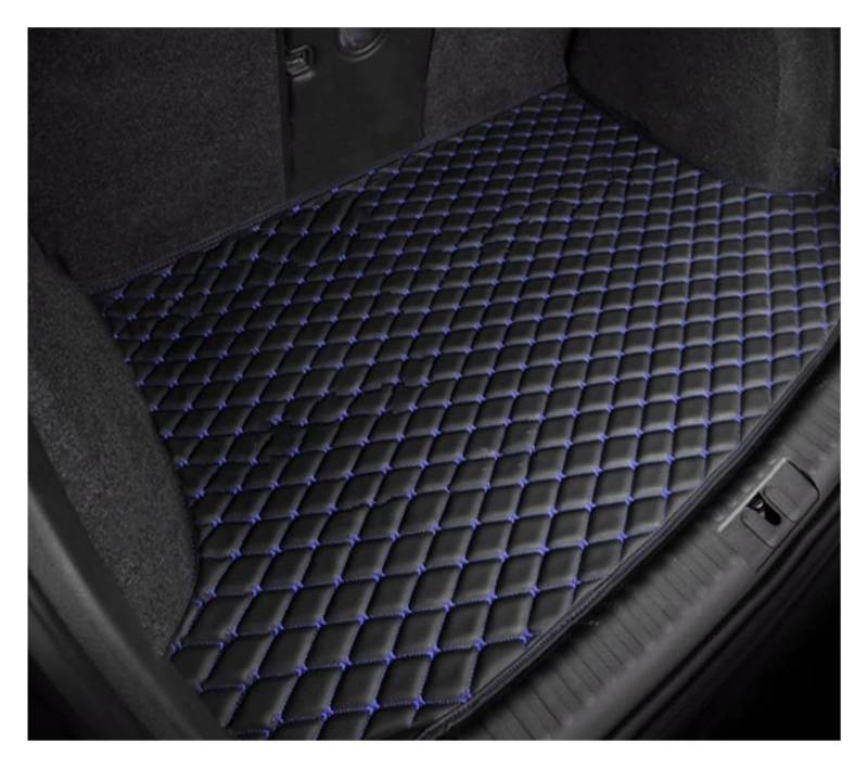 NVETJMUA Kofferraummatten Für Kia EV6 CV 2022 2023 2024 Leder Kofferraum Lagerung Pad Auto Hinten Stamm Matten Auto Matte Kofferraumschutz(Black Blue-A) von NVETJMUA