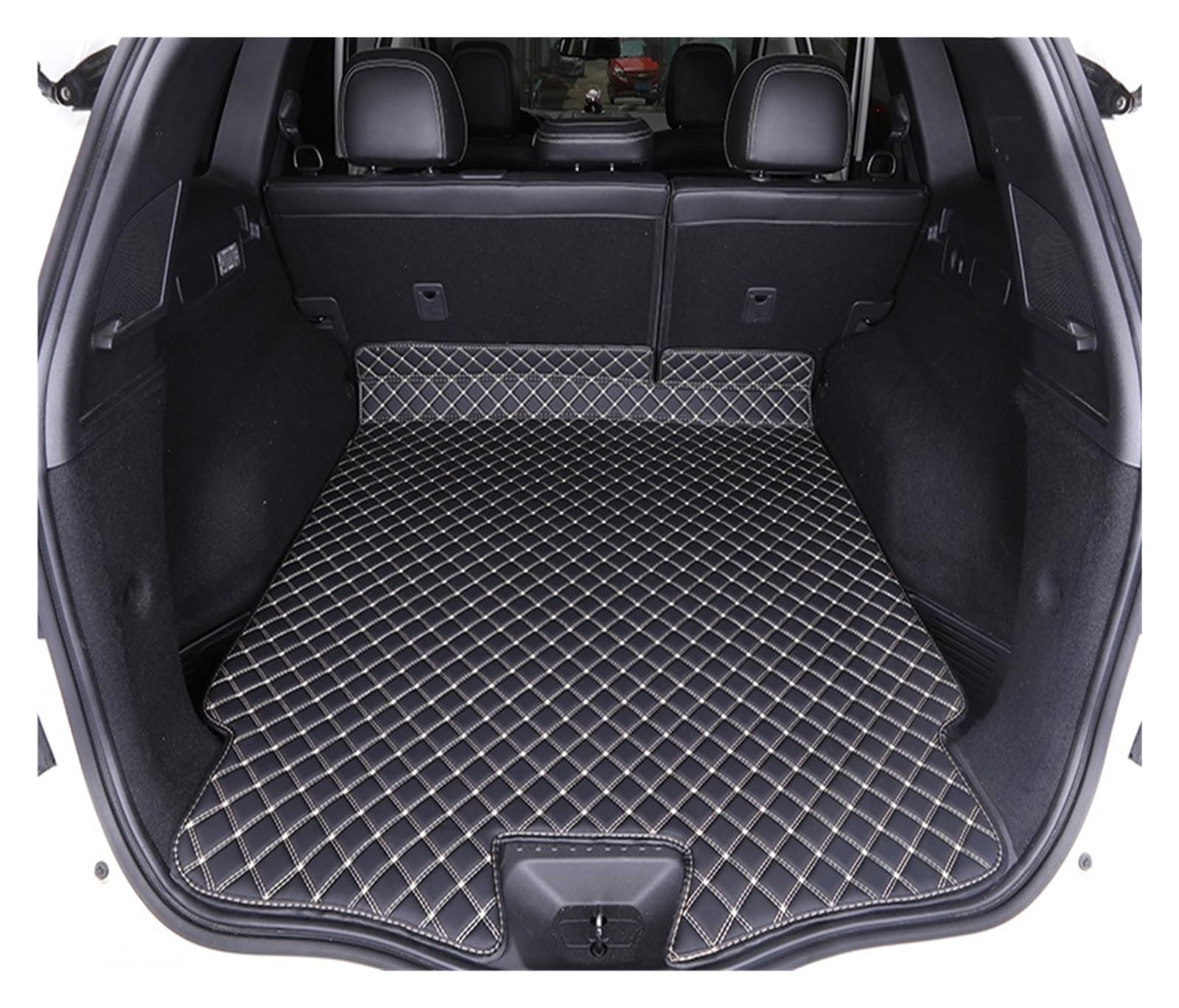 NVETJMUA Kofferraummatten Für Koleos 2 Für Samsung Für QM6 2016-2021 Kofferraum Schutz Matte Leder Pad Kofferraumschutz(Black A 1Piece) von NVETJMUA