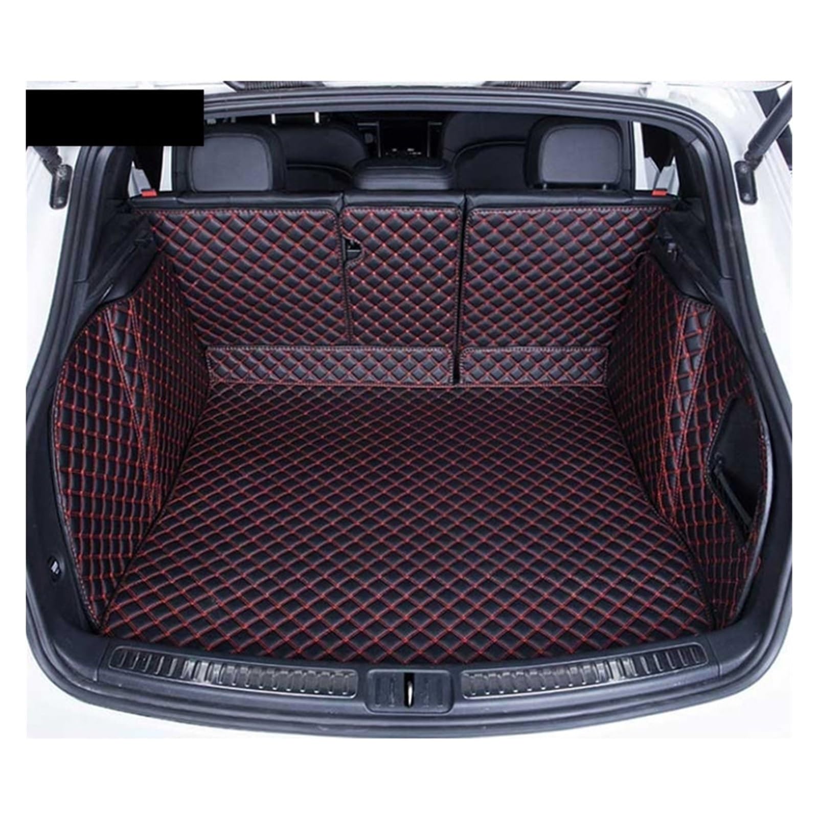 NVETJMUA Kofferraummatten Für Macan 2014 2015 2016 2017 2018 2019 2020 Auto Stamm Matten Kofferraum Teppiche Cargo-Liner Kofferraumschutz(Black with red) von NVETJMUA