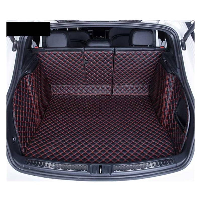 NVETJMUA Kofferraummatten Für Macan 2014 2015 2016 2017 2018 2019 2020 Auto Stamm Matten Kofferraum Teppiche Cargo-Liner Kofferraumschutz(Black with red) von NVETJMUA
