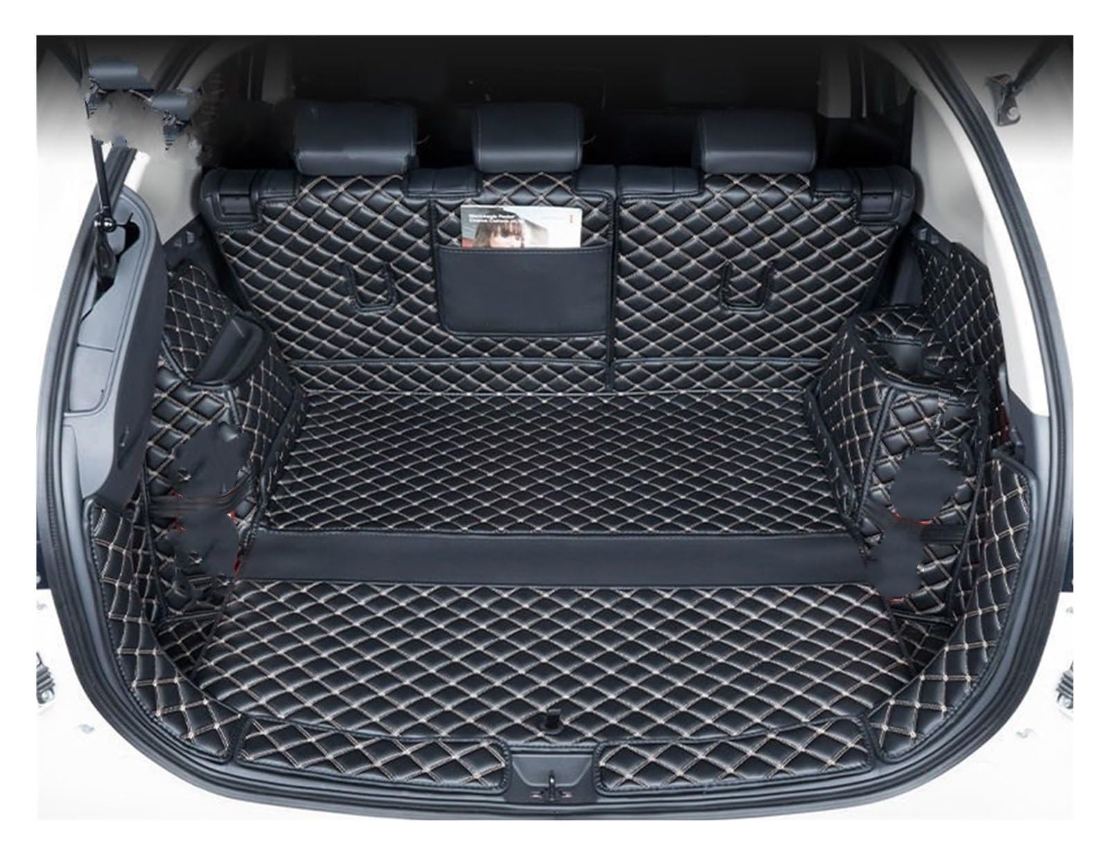 NVETJMUA Kofferraummatten Für Mitsubishi Für Outlander 4WD 2WD 2013 2014 2015 2016 2017 2018 2019 2020 2021 Stamm Matte Matten Kofferraumschutz(5 Seats Black B,4WD) von NVETJMUA