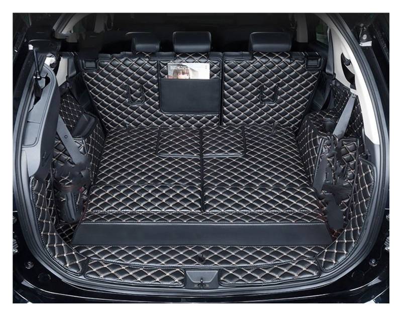 NVETJMUA Kofferraummatten Für Mitsubishi Für Outlander 4WD 2WD 2013 2014 2015 2016 2017 2018 2019 2020 2021 Stamm Matte Matten Kofferraumschutz(7 Seats Black B,4WD) von NVETJMUA