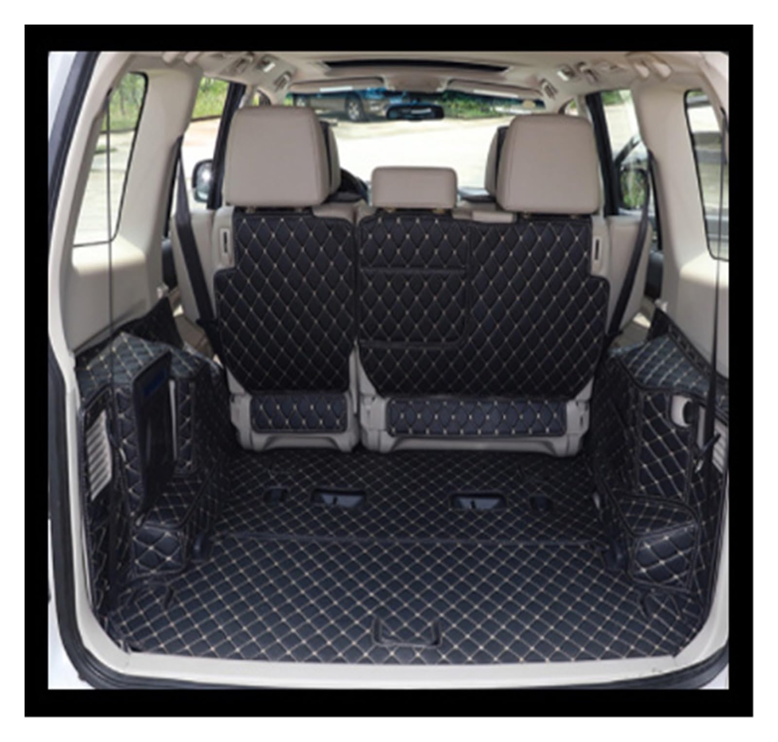 NVETJMUA Kofferraummatten Für Mitsubishi Für Pajero V97 V93 V73 2012-2018 Auto Stamm Matten wasserdichte Kofferraum Teppiche Kofferraumschutz(Black8-piece) von NVETJMUA