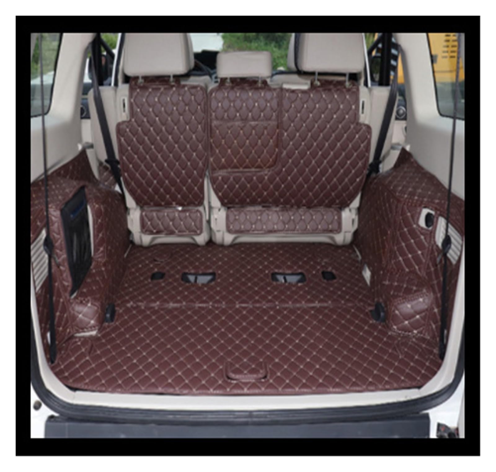 NVETJMUA Kofferraummatten Für Mitsubishi Für Pajero V97 V93 V73 2012-2018 Auto Stamm Matten wasserdichte Kofferraum Teppiche Kofferraumschutz(Coffee8-piece) von NVETJMUA