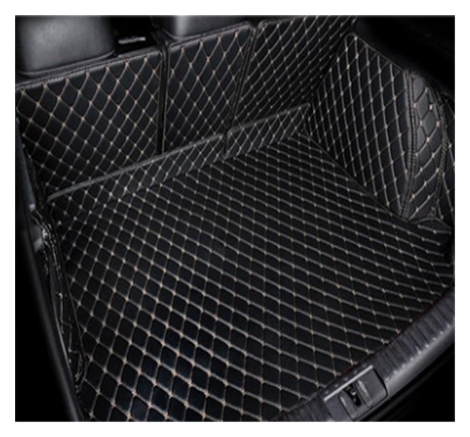 NVETJMUA Kofferraummatten Für Odyssey 2008 2009 2010 2011 2012 2013 Leder Kofferraum Matte Auto Teppich Liner Stamm Boot Matte Kofferraumschutz(Black beige-B) von NVETJMUA