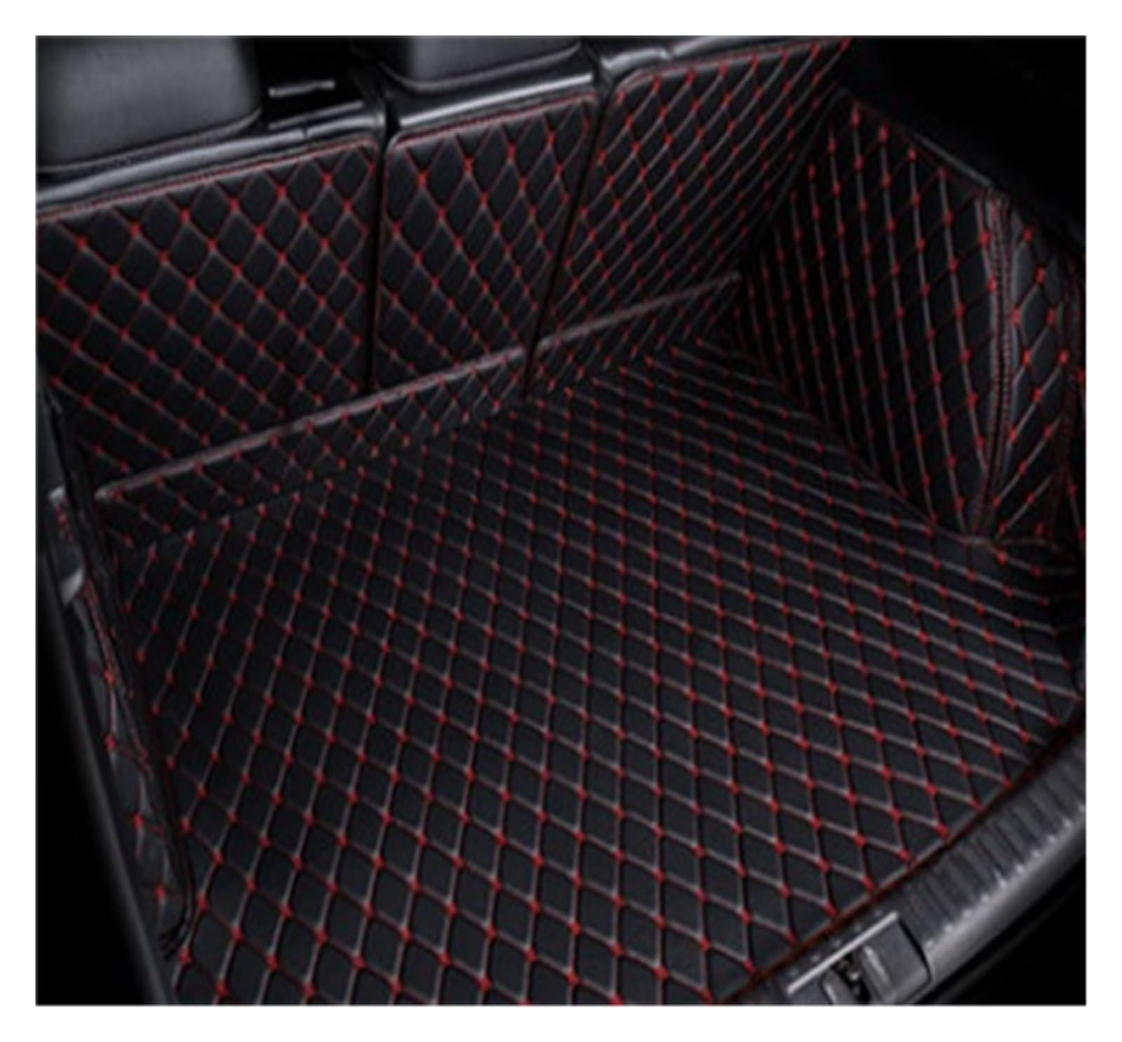 NVETJMUA Kofferraummatten Für Odyssey 2008 2009 2010 2011 2012 2013 Leder Kofferraum Matte Auto Teppich Liner Stamm Boot Matte Kofferraumschutz(Black red) von NVETJMUA